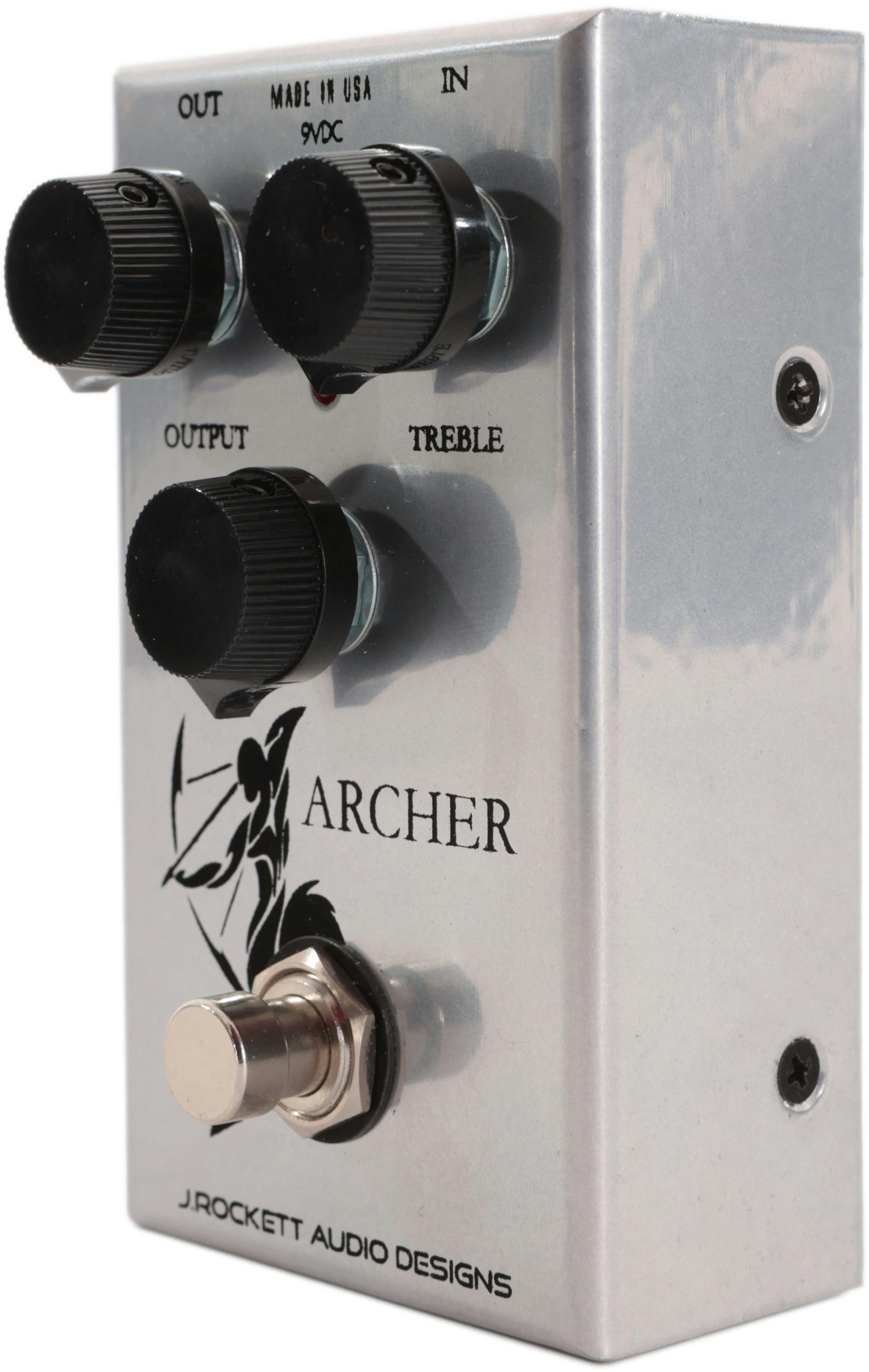 JRAD Archer Overdrive Pedal - ARCHER-JEFF-J-Rockett-Archer-Jeff-Overdrive-Pedal-in-Steel-Left.jpg