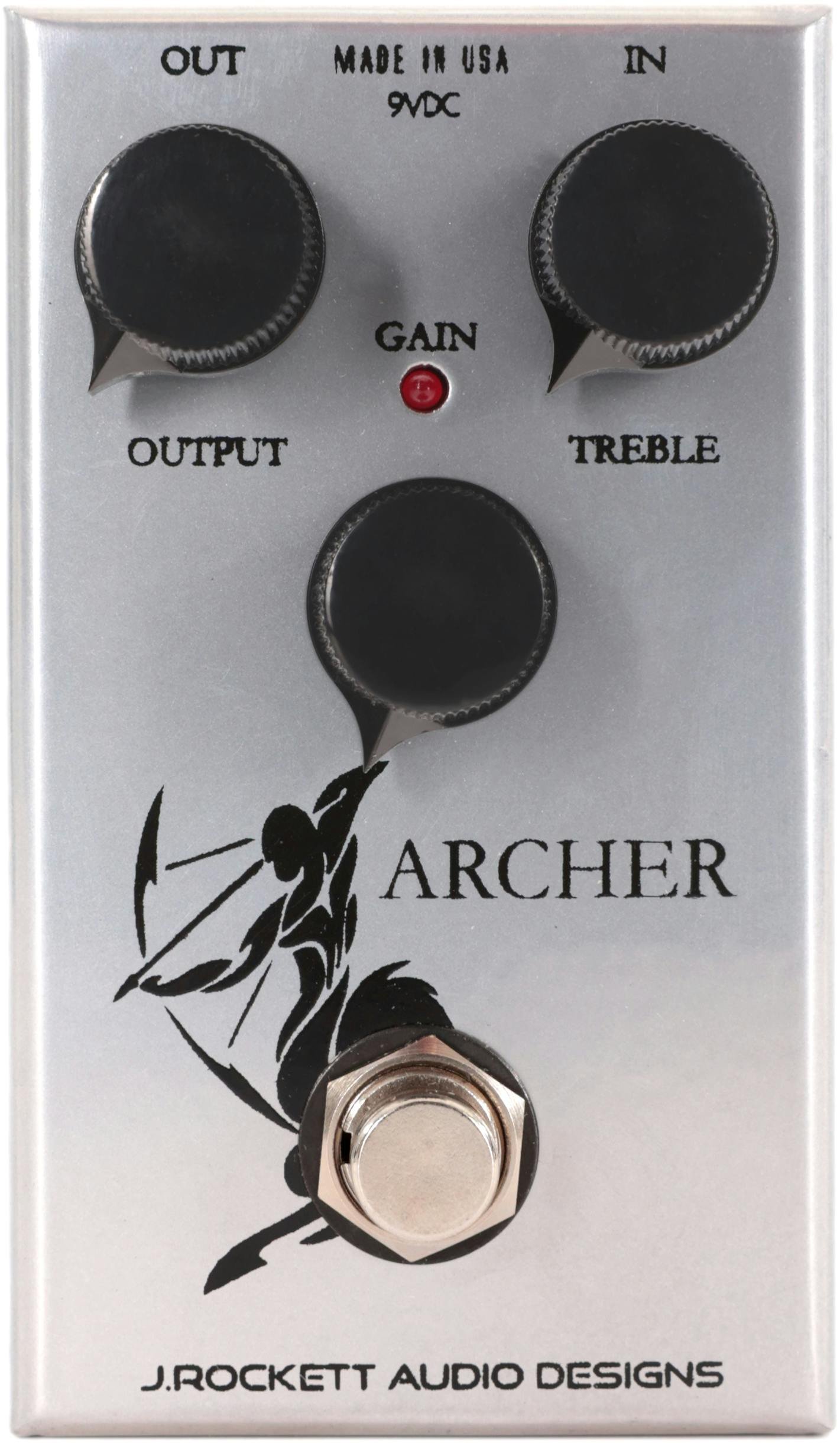 JRAD Archer Overdrive Pedal - ARCHER-JEFF-J-Rockett-Archer-Jeff-Overdrive-Pedal-in-Steel-Front.jpg