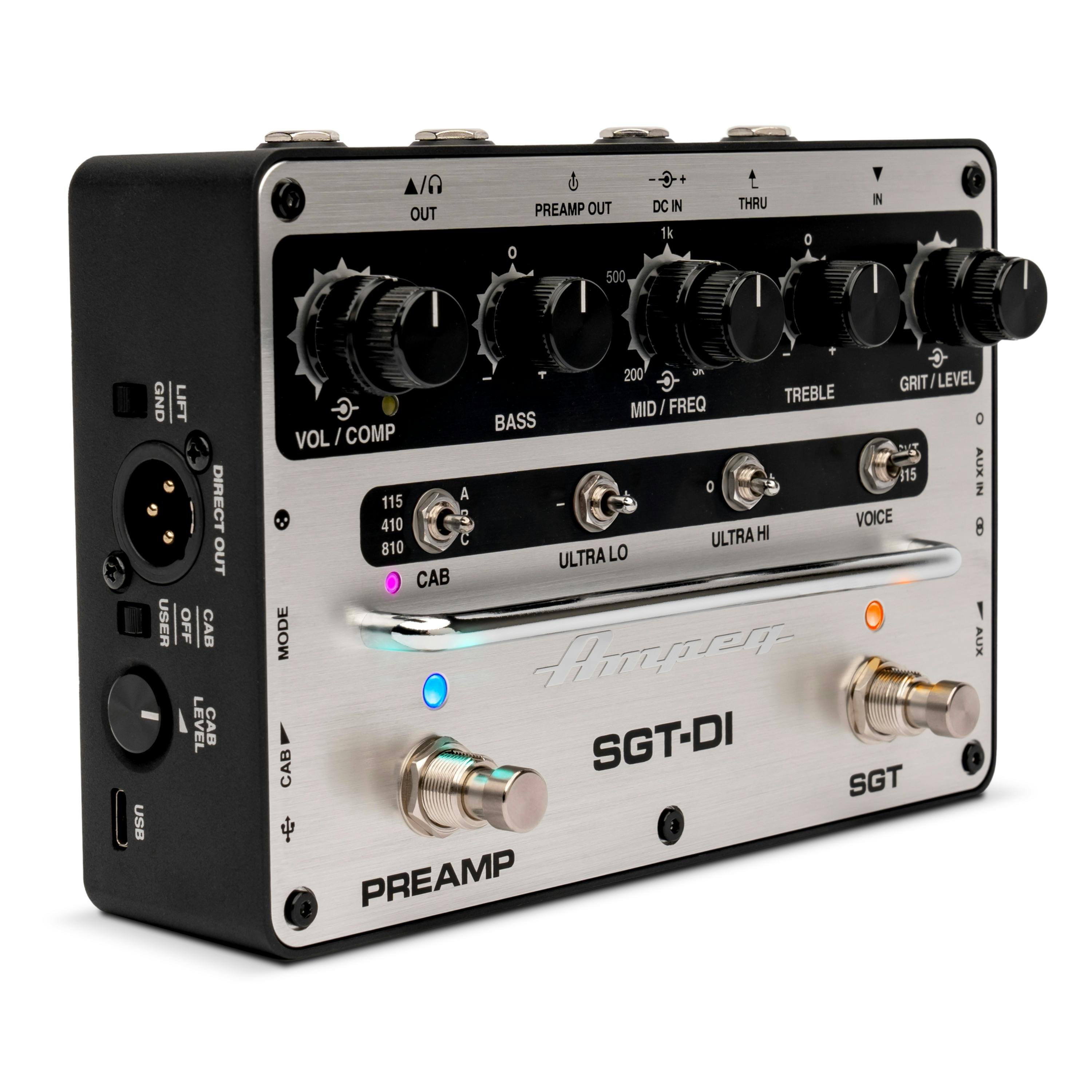 Ampeg SGT-DI Bass Preamp and DI Pedal with EQ Compressor Cab Sim IR - SGT-DI-Ampeg-SGT-DI-Pedal-Left.jpg
