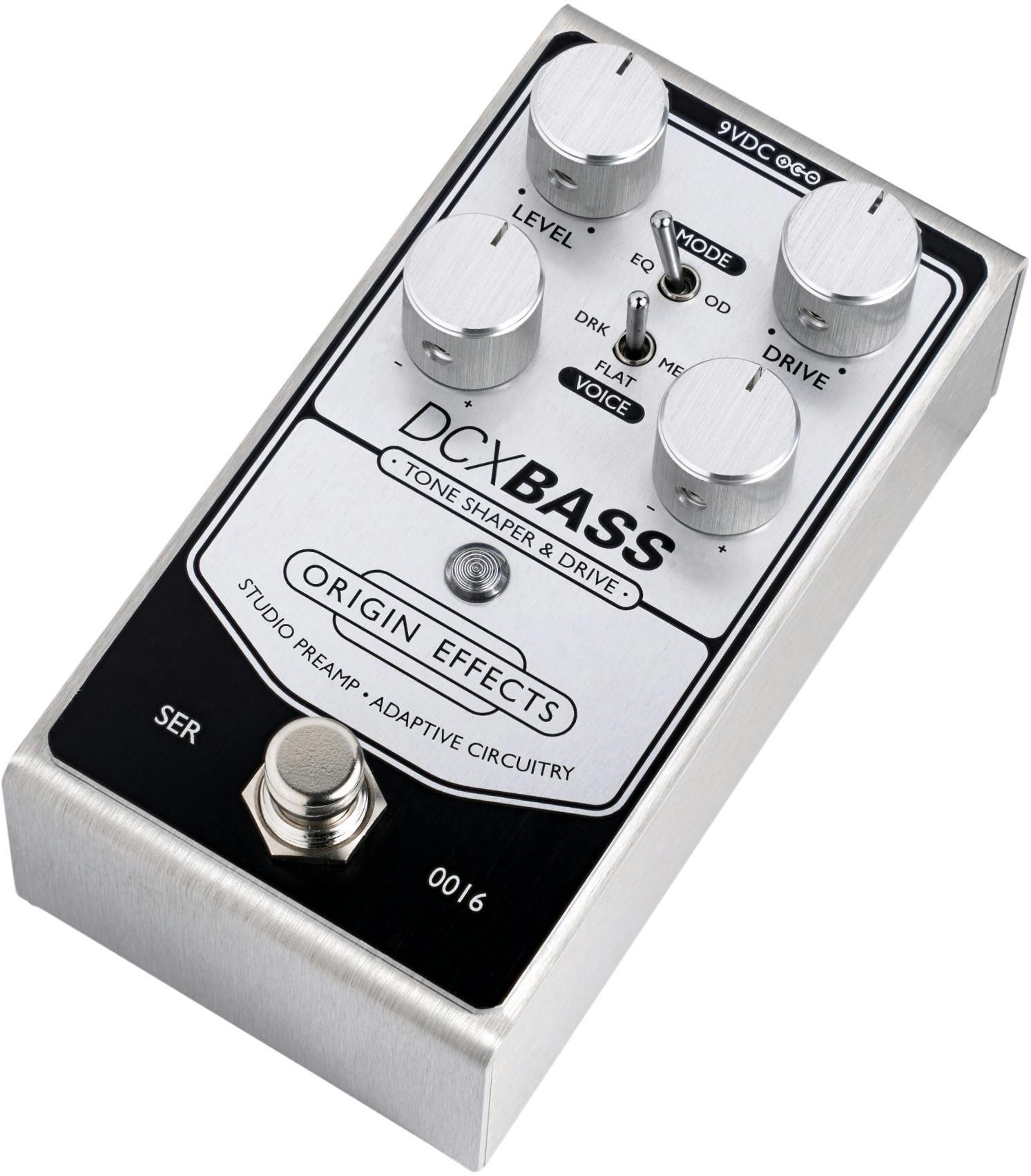 Origin Effects DCX Bass Studio Preamp Pedal - DCXBASS-Origin-Effects-DCX-Boost-Preamp-Pedal-in-Silver-Black-Tilt.jpg