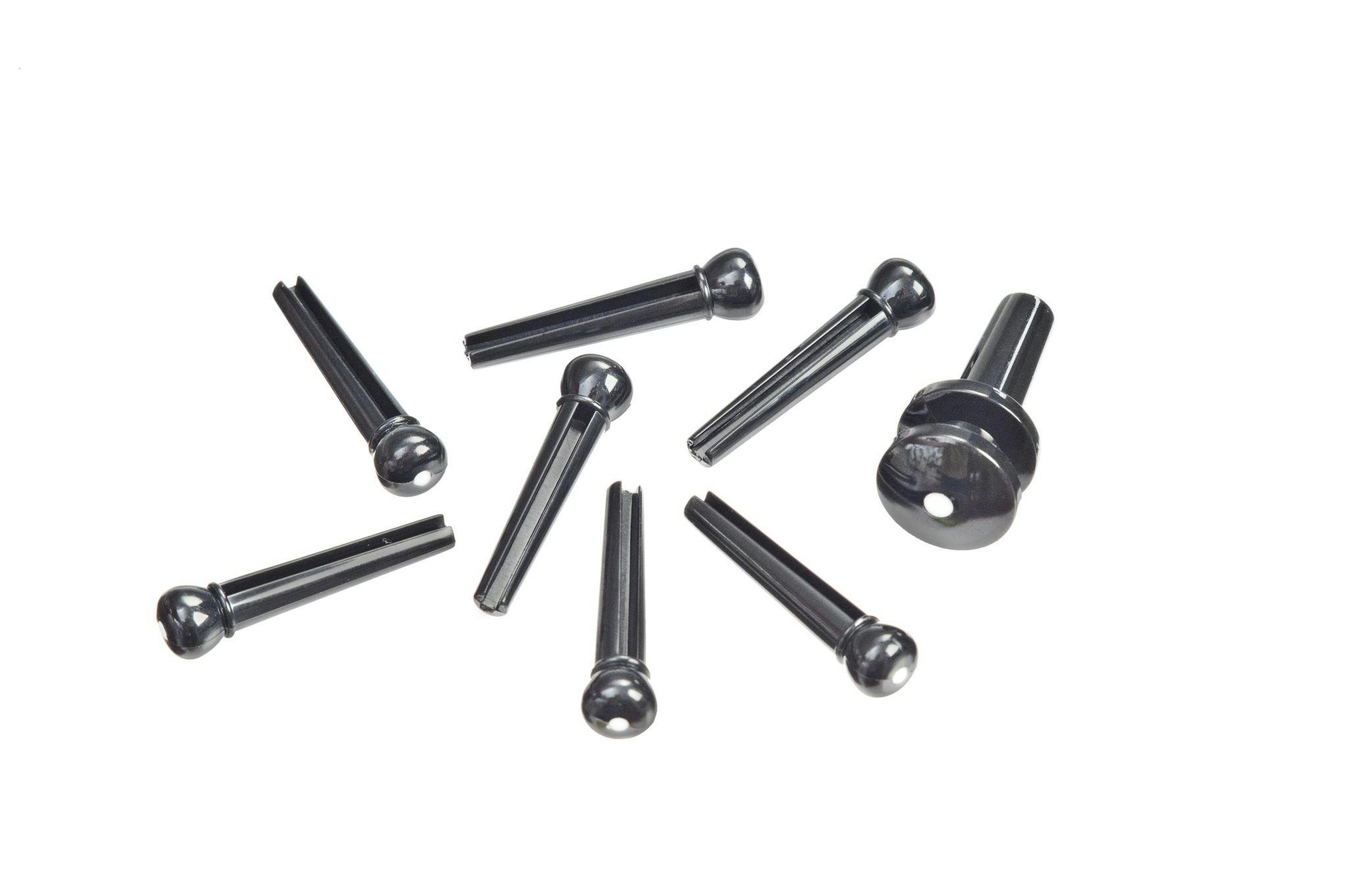 D'Addario 7 x Bridge Pins + 1 x End Pin - Plastic Black with Ivory Dot - 58192-tmpBCF1.jpg