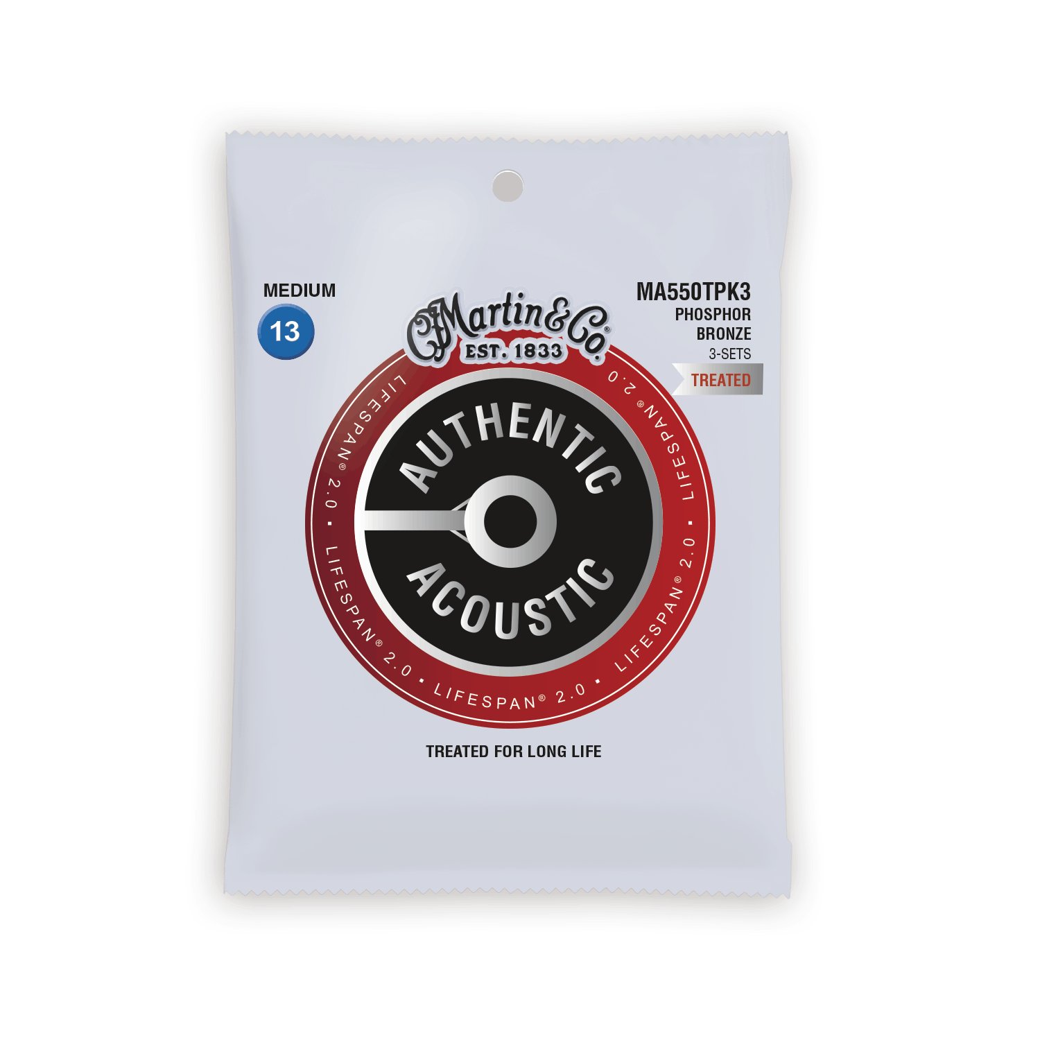 Martin Authentic Acoustic LifeSpan 2.0 Phosphor Bronze Strings Medium 13 - 56: 3 Pack - 296323-MA550TPK3.jpg