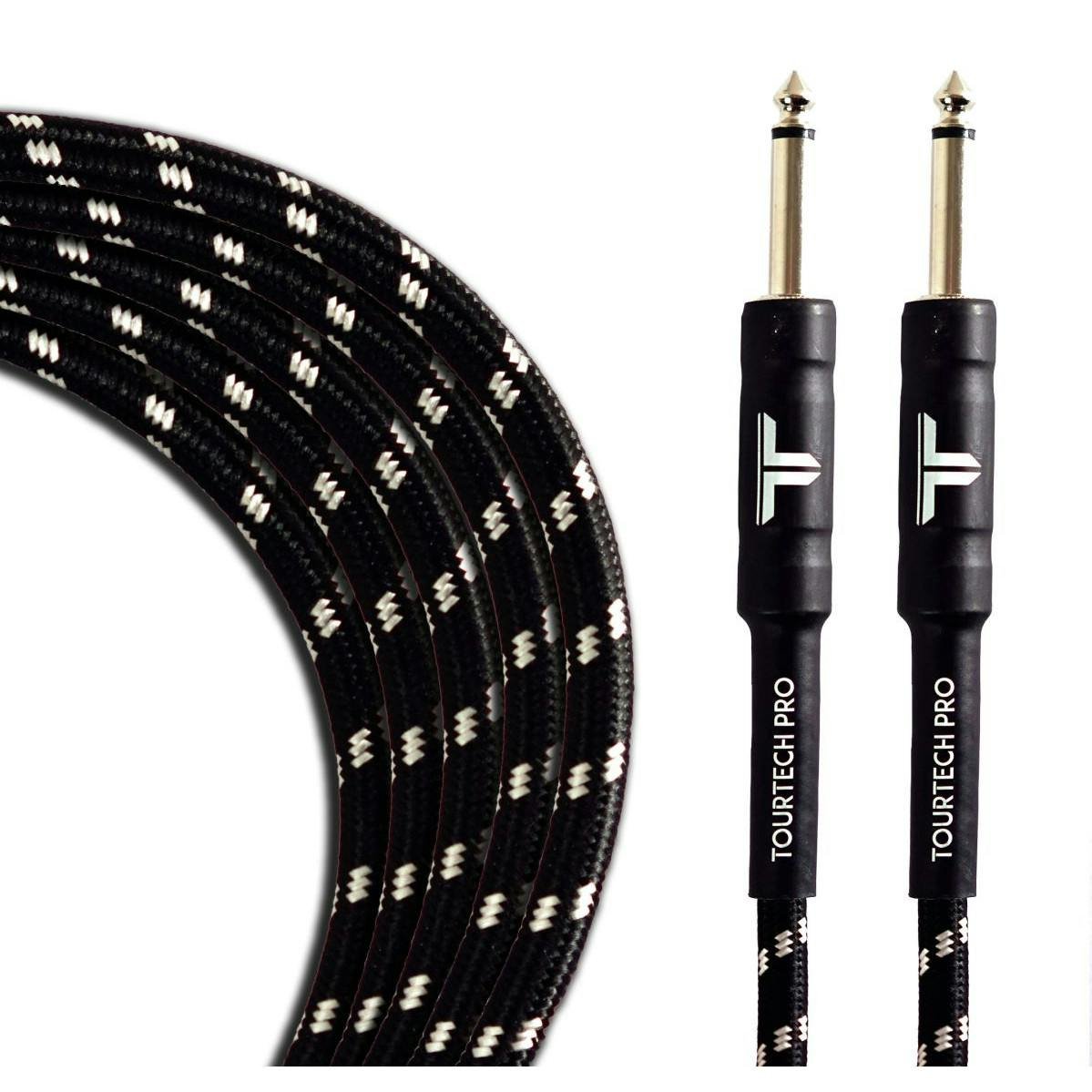Tourtech 4.5m/15ft Braided Black & Grey Straight to Straight Guitar Cable - 339455-1560869578244.jpg