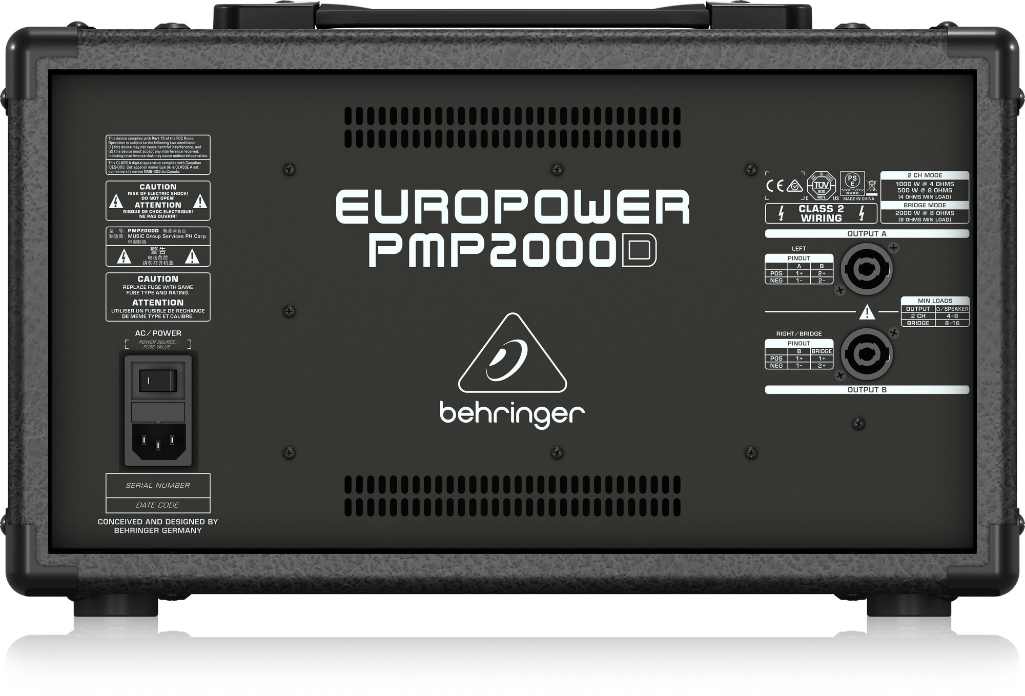 配信機器・PA機器・レコーディング機器 BEHRINGER EUROPOWER PMP2000 Behringer PMP2000D 2000-Watt 14-Channel Powered Mixer with Klark