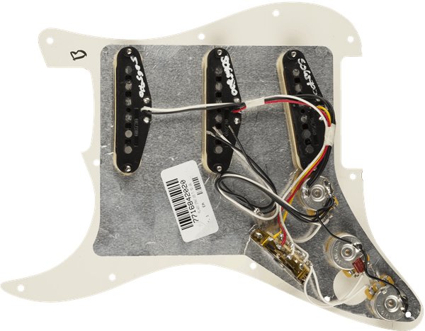 Fender Pre Wired Pickguard Stratocaster SSS Tex Mex in Parchment