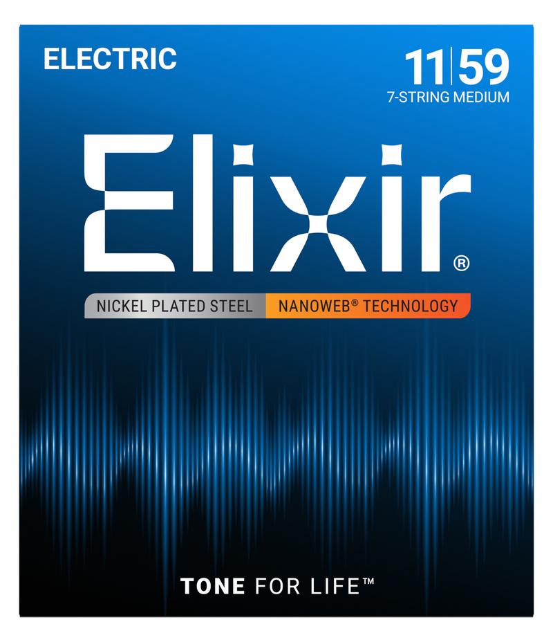 Elixir Nanoweb Nickel 7 String Medium Electric Guitar Strings 11-59 - E12106-2.jpg