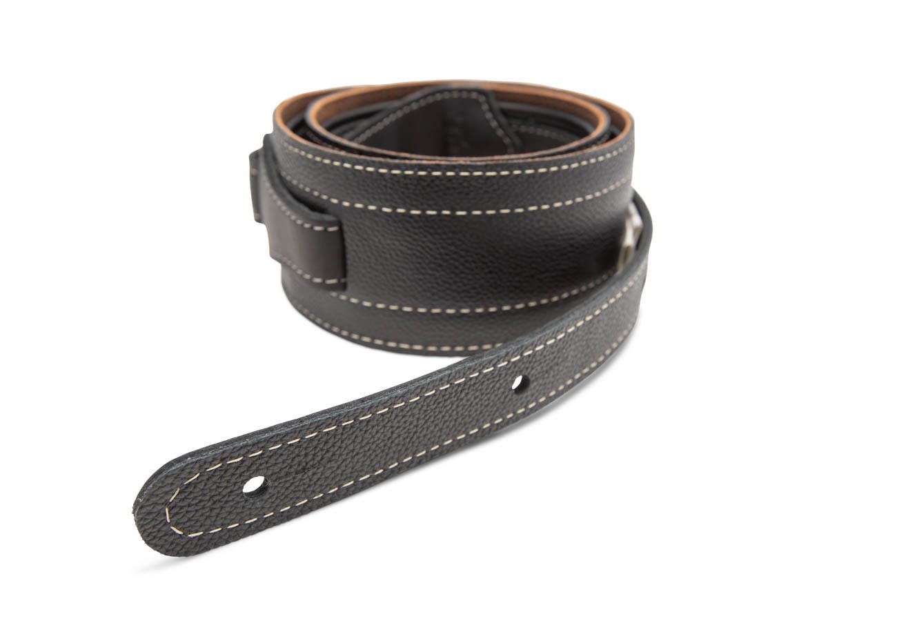 Taylor American Dream Leather Strap, Brown/Black with white stitching - 491821-1643191775384.jpg