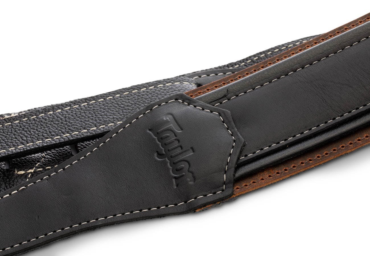 Taylor American Dream Leather Strap, Brown/Black with white stitching - 491823-1643191853727.jpg
