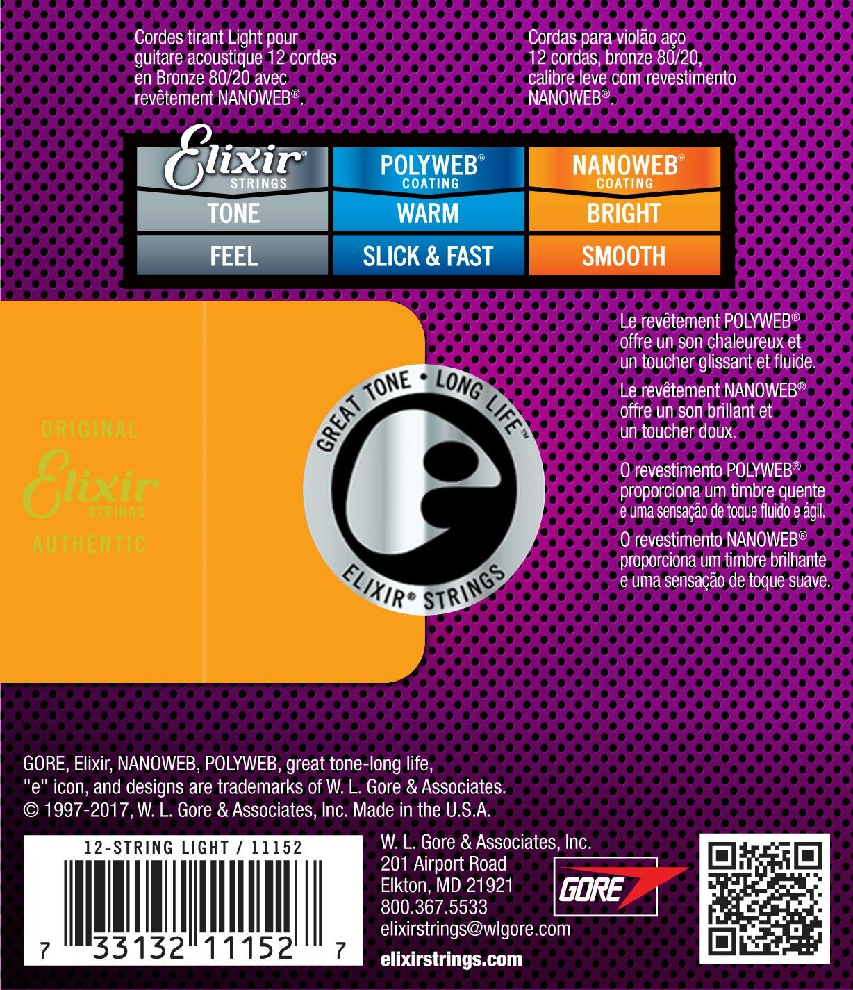 Elixir Bronze Nanoweb - 12 String Light / 10-47 Acoustic Strings - 158394-11152-Back.jpg