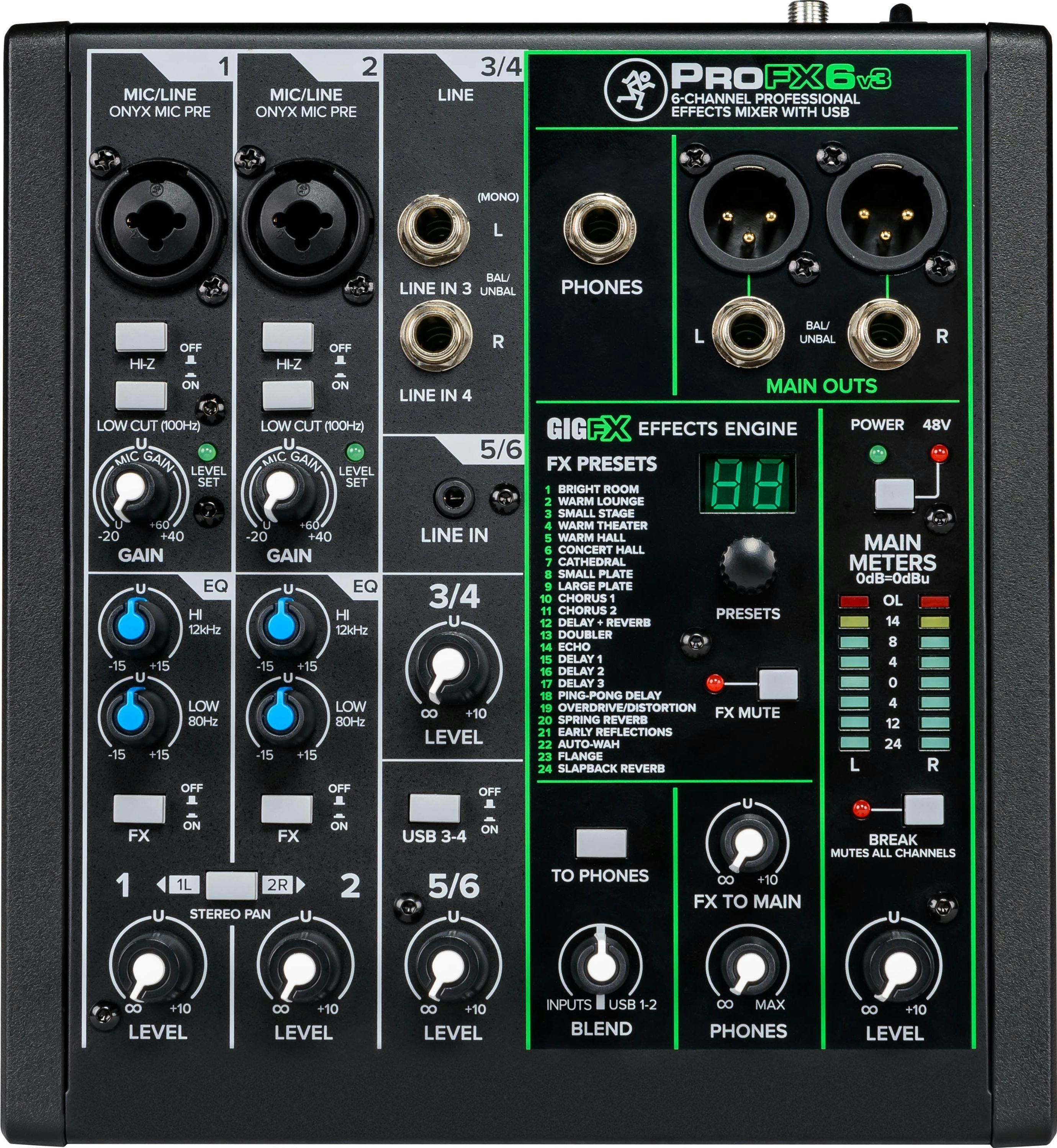 Mackie PROFX6 V3 Mixer with Digital FX - 355612-ProFX6v3_Top.jpg