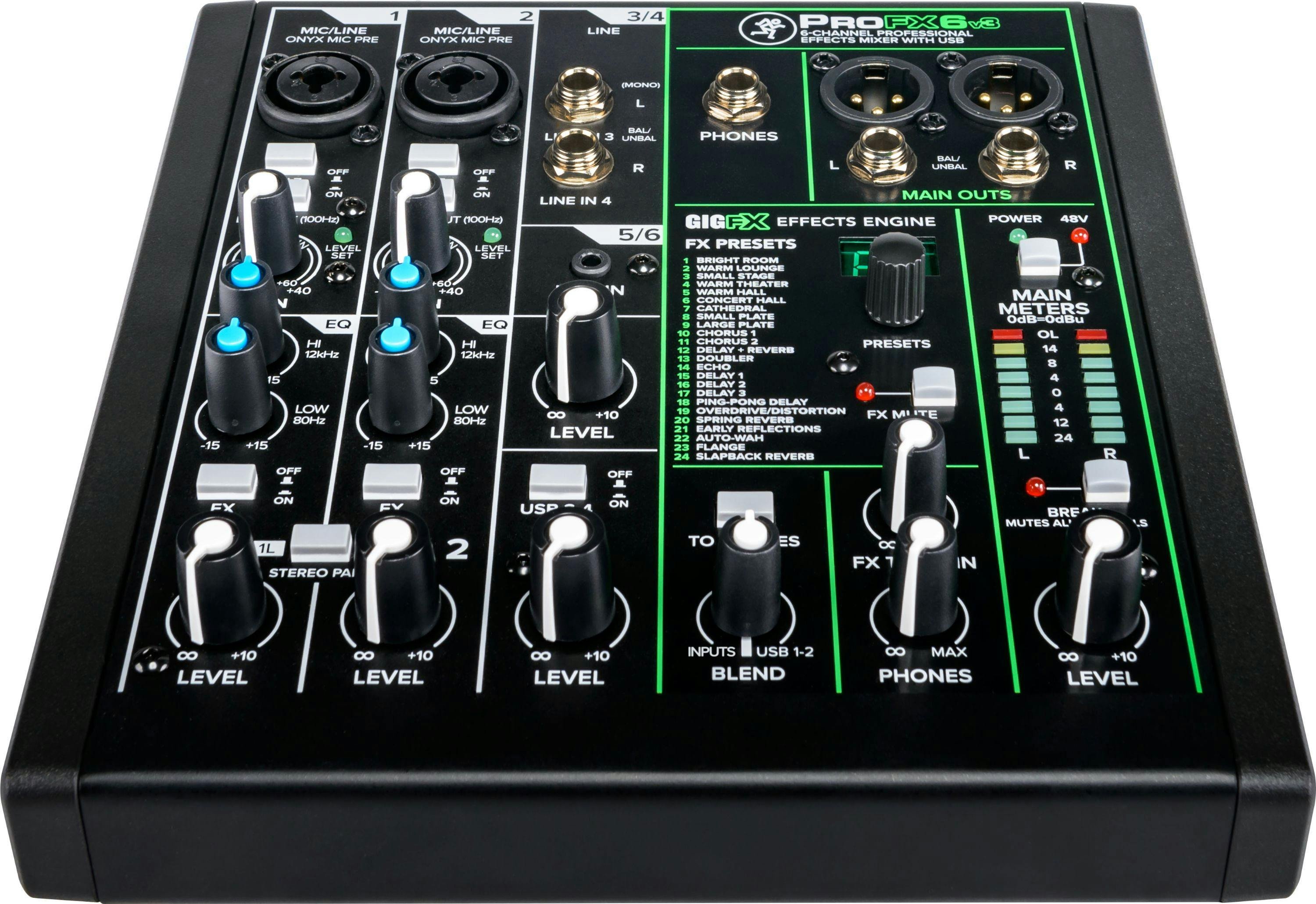 Mackie PROFX6 V3 Mixer with Digital FX - 355613-ProFX6v3_Front_Slant_Low.jpg