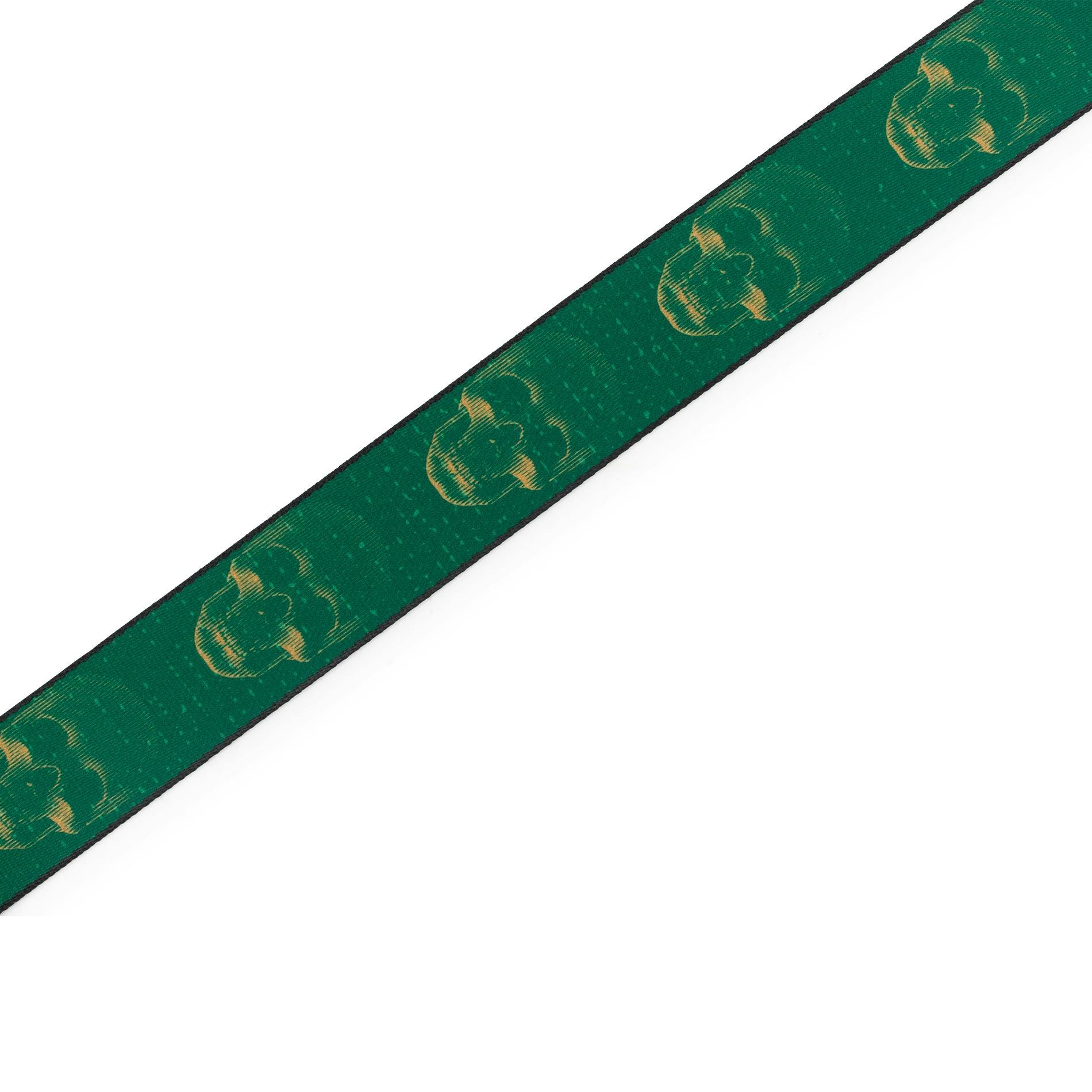 Levy Prints Polyester Guitar Strap in Green Mustard Skull - 444344-1621513155621.jpg