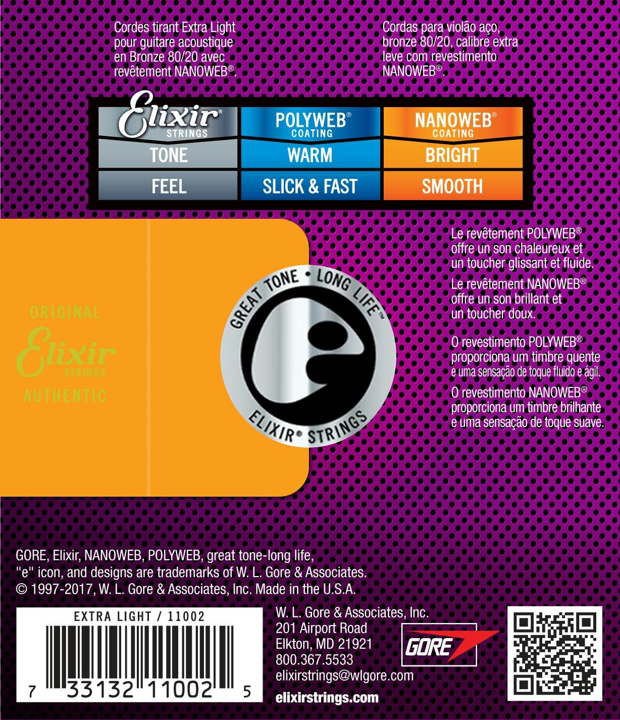 Elixir Bronze Nanoweb - Extra Light / 10-47 Acoustic Strings - 158398-11002-Back.jpg