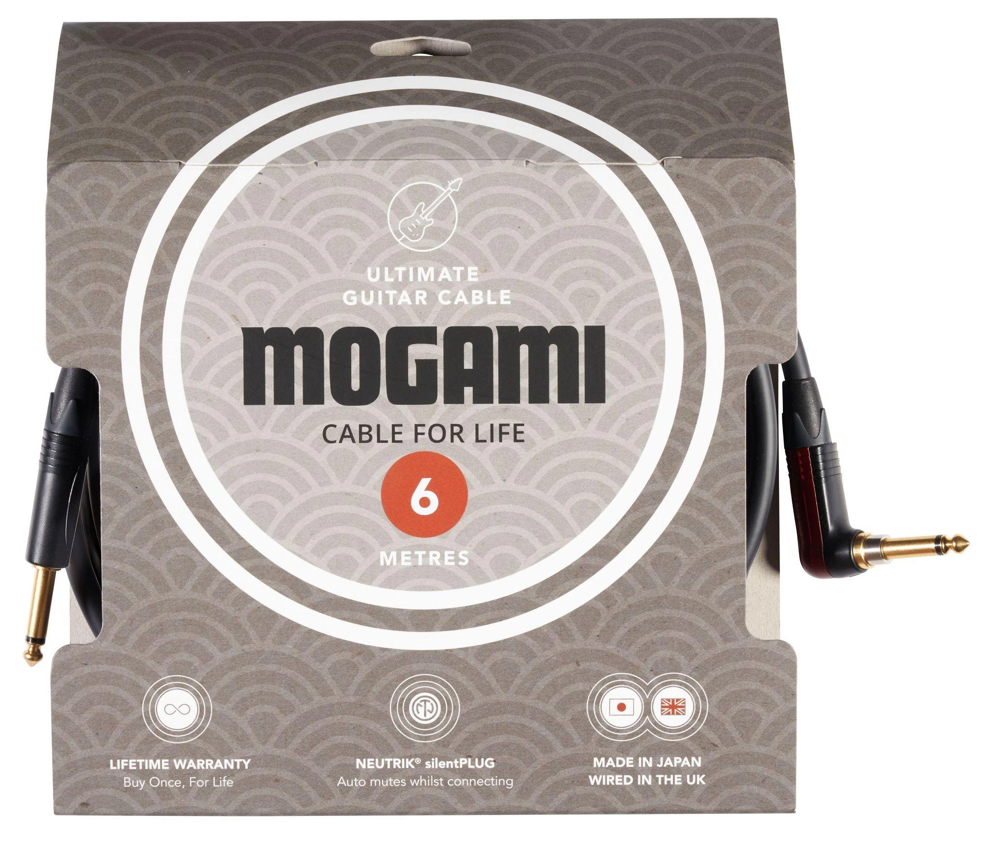 Mogami 3368 Ultimate Guitar 6m Lead Terminated with Black and Gold 1/4″ Jack and Right-Angled Neutrik silentPLUG - ultimate guitar cable 6m.jpg