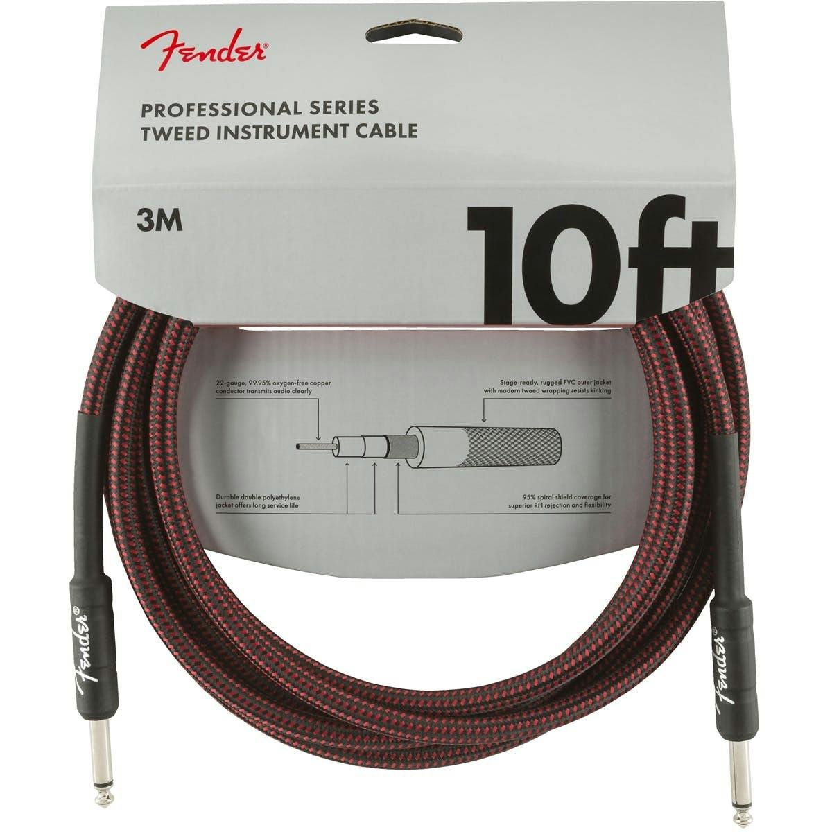 Fender Professional Series Instrument Cable 10' in Red Tweed - 334008-1557409731772.jpg