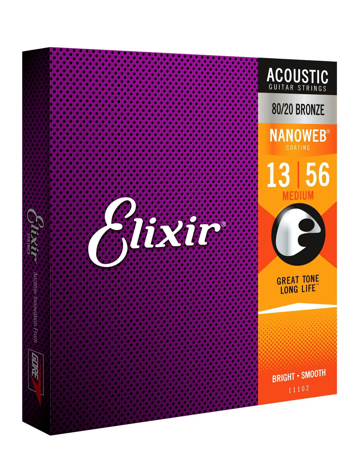 Elixir Bronze Nanoweb - Medium / 13-56 Acoustic Strings - 158405-11102-SideView.jpg