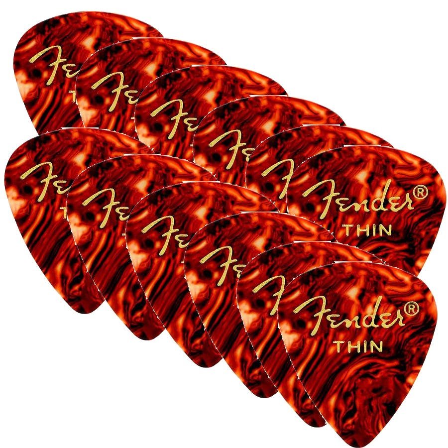 Fender Thin Pick Shell Pack of 12 - 87708-fire-thin.jpg