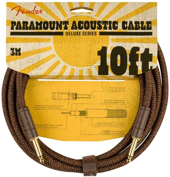Fender Paramount 10ft Acoustic Instrument Cable Brown - 0990910007-FENDER-PARAMOUNT-10FT-ACOUSTIC-INSTRUMENT-CABLE-BROWN-Hero.jpg