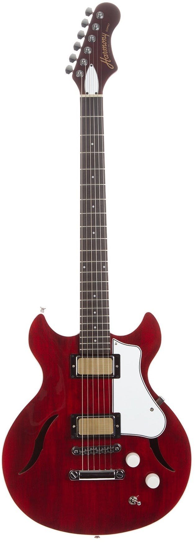 Harmony Comet Semi-Hollow Electric Guitar in Trans Red - Andertons