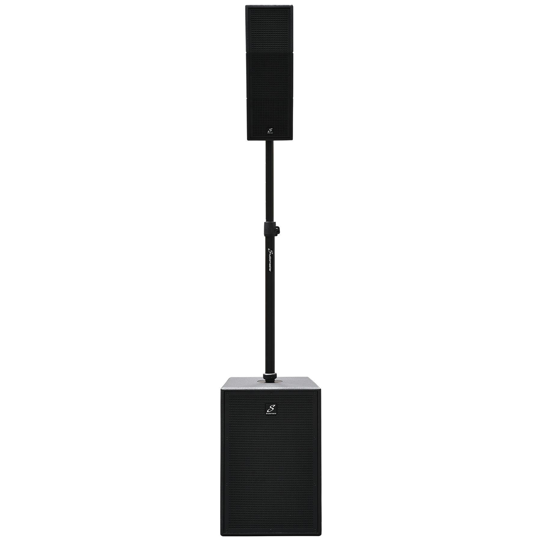 Studiomaster Core121 line array with 12inch Sub PA System with built in mixer and bluetooth - 506265-Studiomaster-CORE-121-full-stack-front.jpg