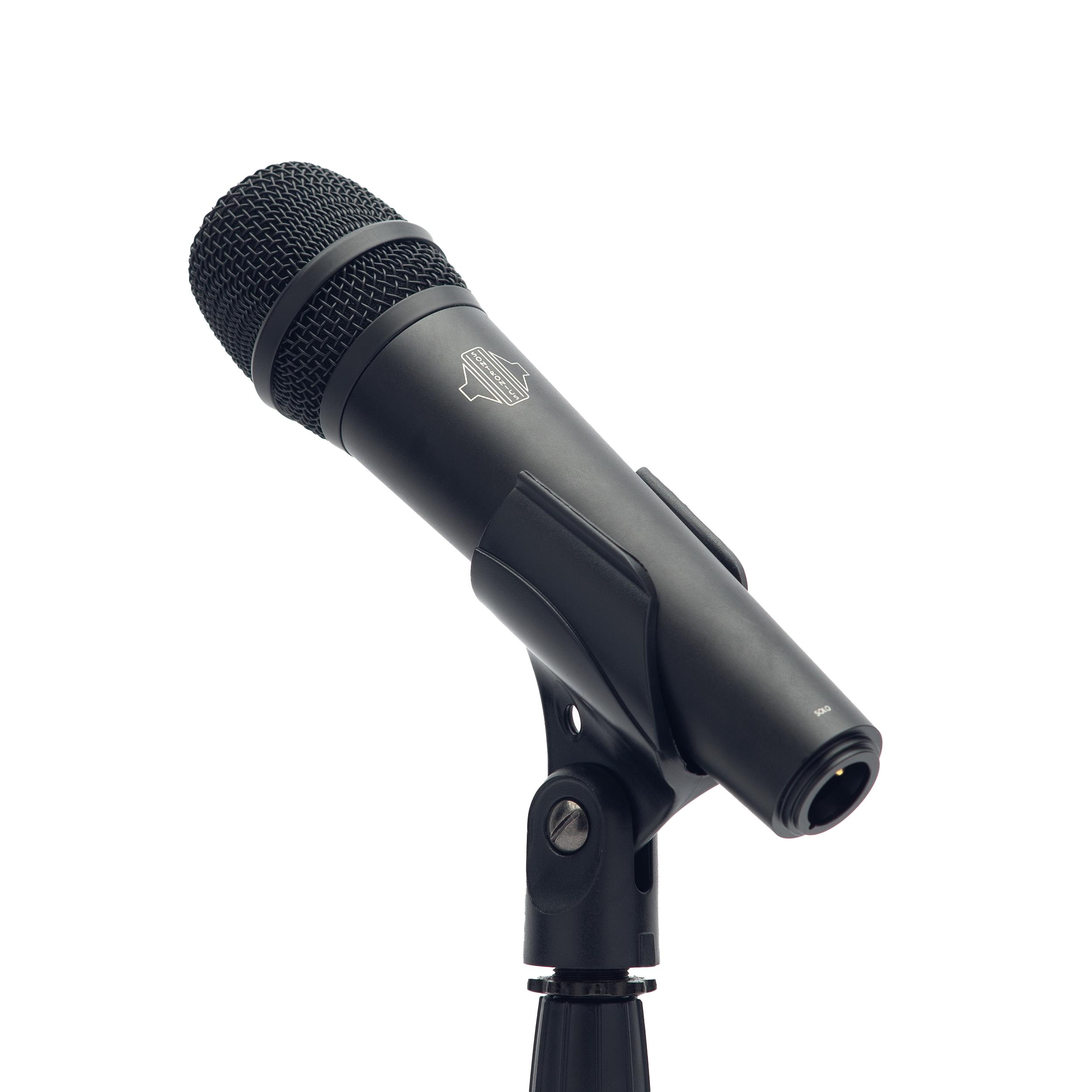 Sontronics Solo Handheld Dynamic Supercardioid Live Microphone - SOLO Stand Left.jpg