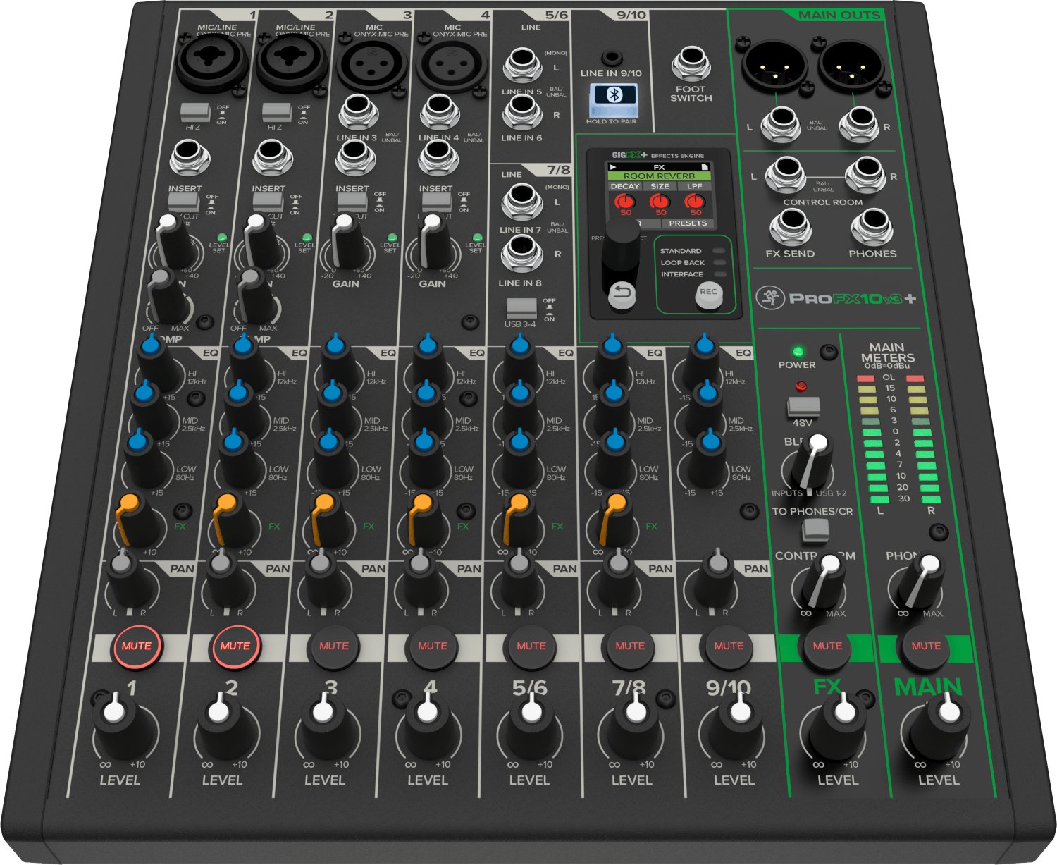 Mackie PROFX10 V3+ Mixer with 4 Mic Inputs & Digital FX - 2056098-03-Mackie_Profx10_V3_Angle.jpg