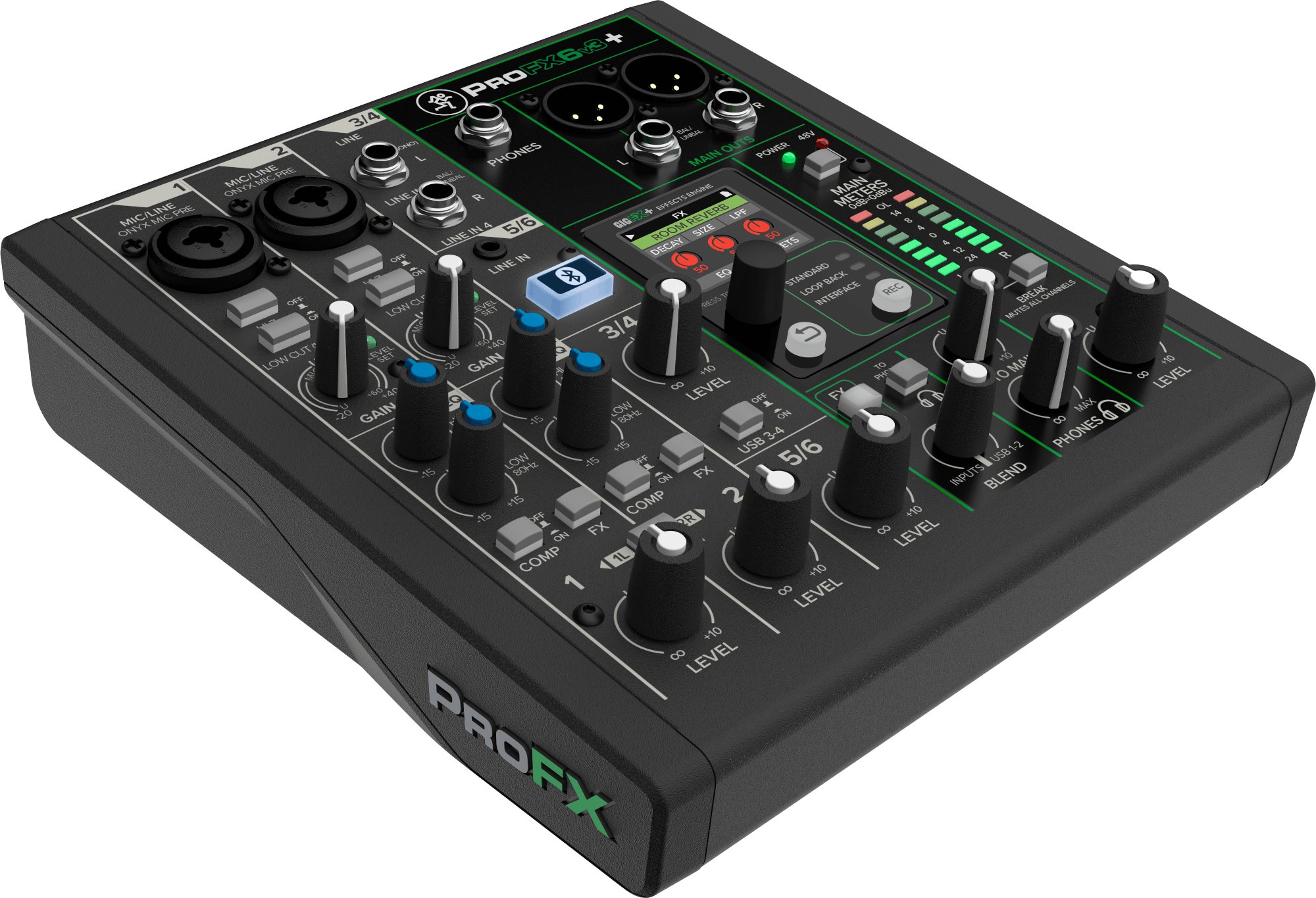 Mackie PROFX6 V3+ Mixer with 2 Mic Inputs & Digital FX - 2056097-03-Mackie_Profx6_V3_Left.jpg