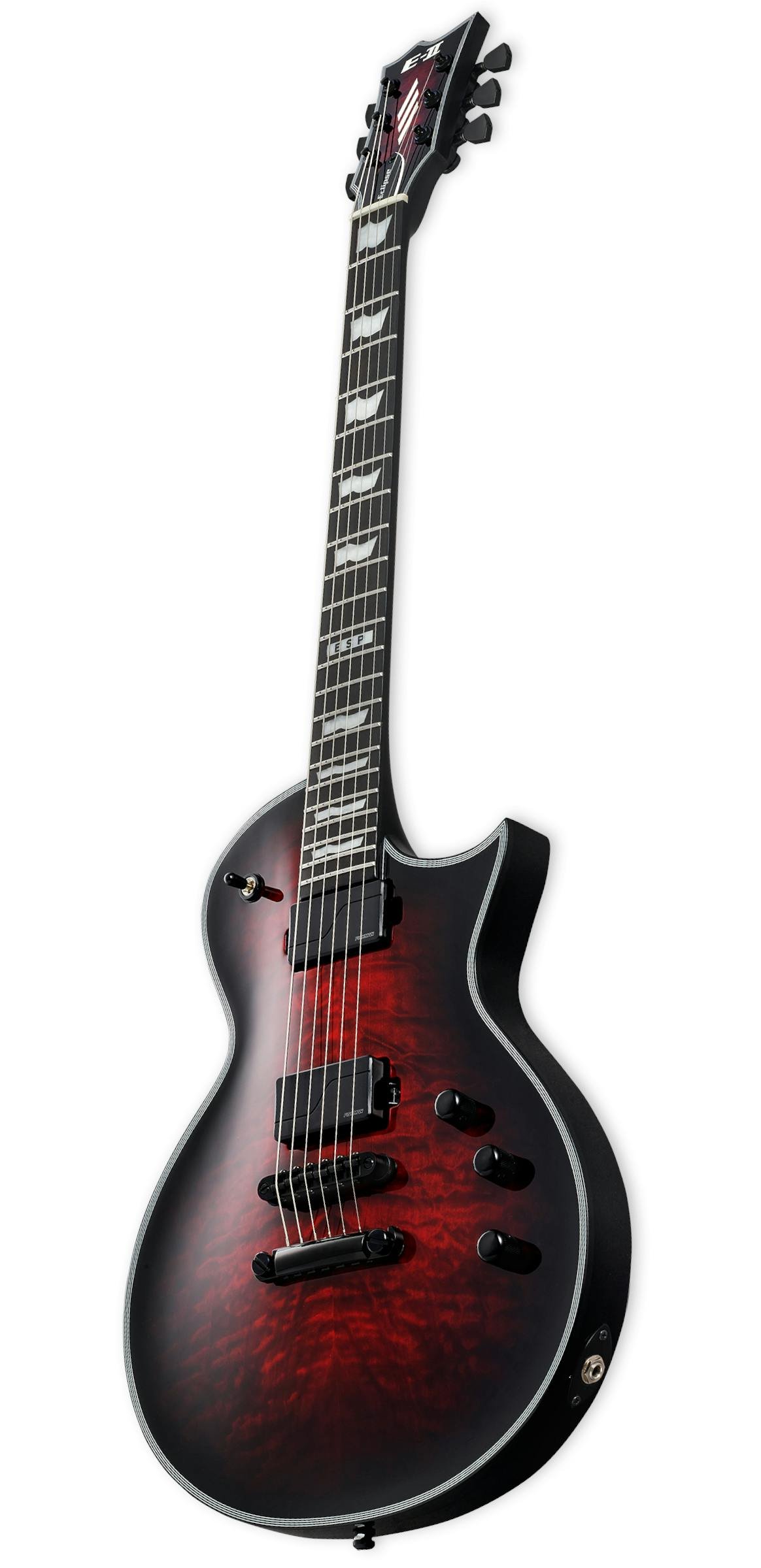 ESP E-II Eclipse Electric Guitar in See-Thru Black Cherry Sunburst - 10009873-ESP-E-II-Eclipse-See-Thru-Black-Cherry-Sunburst-Angle.jpg