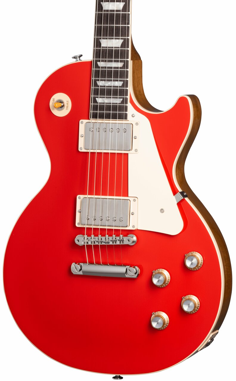 Gibson USA Les Paul Standard '60s Electric Guitar in Solid Cardinal Red - LPS6P00TCNH1-Gibson-USA-Les-Paul-Standard-60s-Solid-Cardinal-Red-Hero.jpg