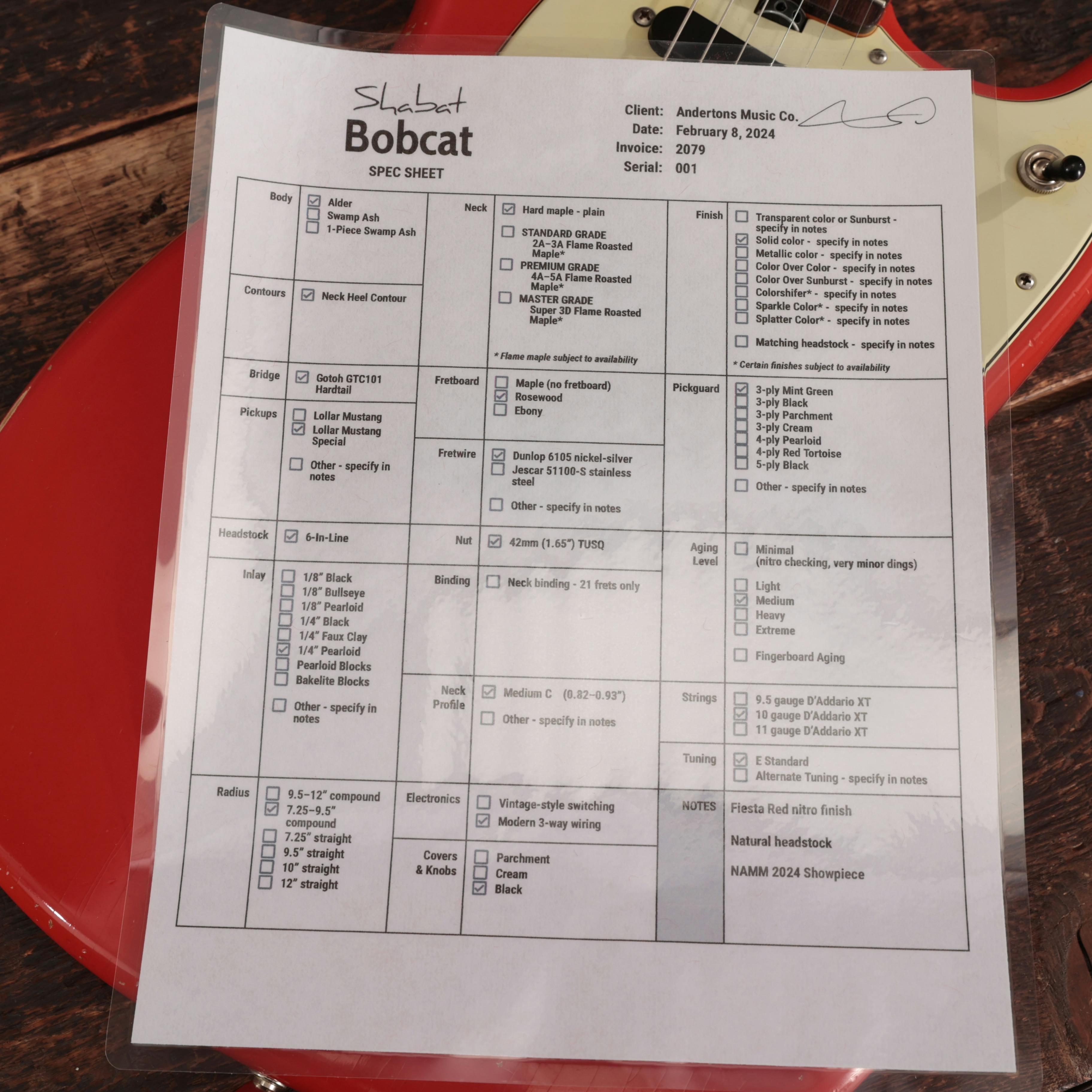 Shabat Bobcat Electric Guitar in Fiesta Red 24" Scale - BOBCAT-FR-BOBCAT-FR-----001-8.jpg