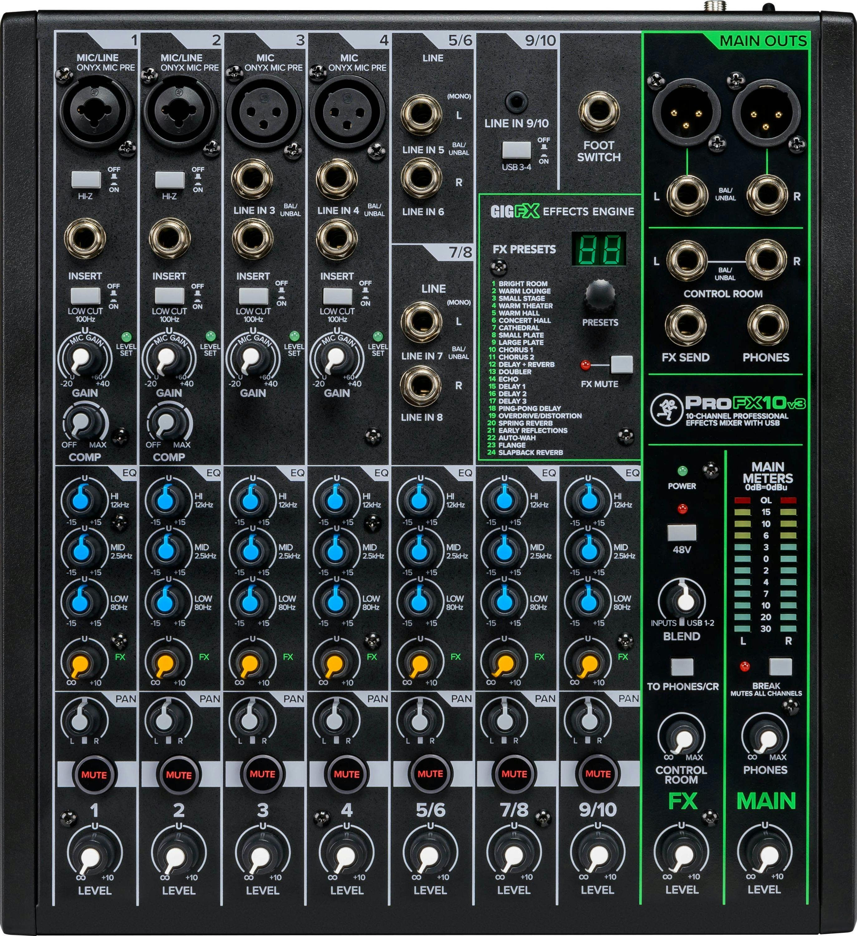 Mackie PROFX10 V3 Mixer with Digital FX - 355625-ProFX10v3_Top.jpg