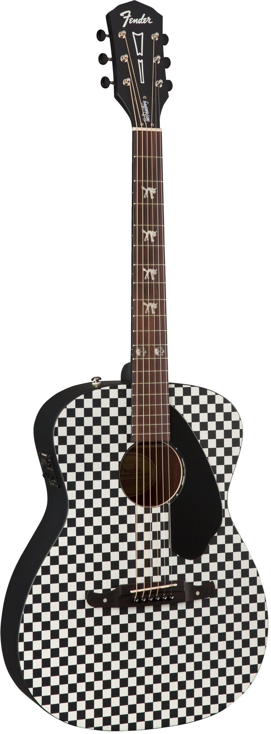 Fender Tim Armstrong Signature Hellcat Electro Acoustic Guitar in Checkerboard - 0971752088-0971752088_gtr_frtangle_001_rr.jpg