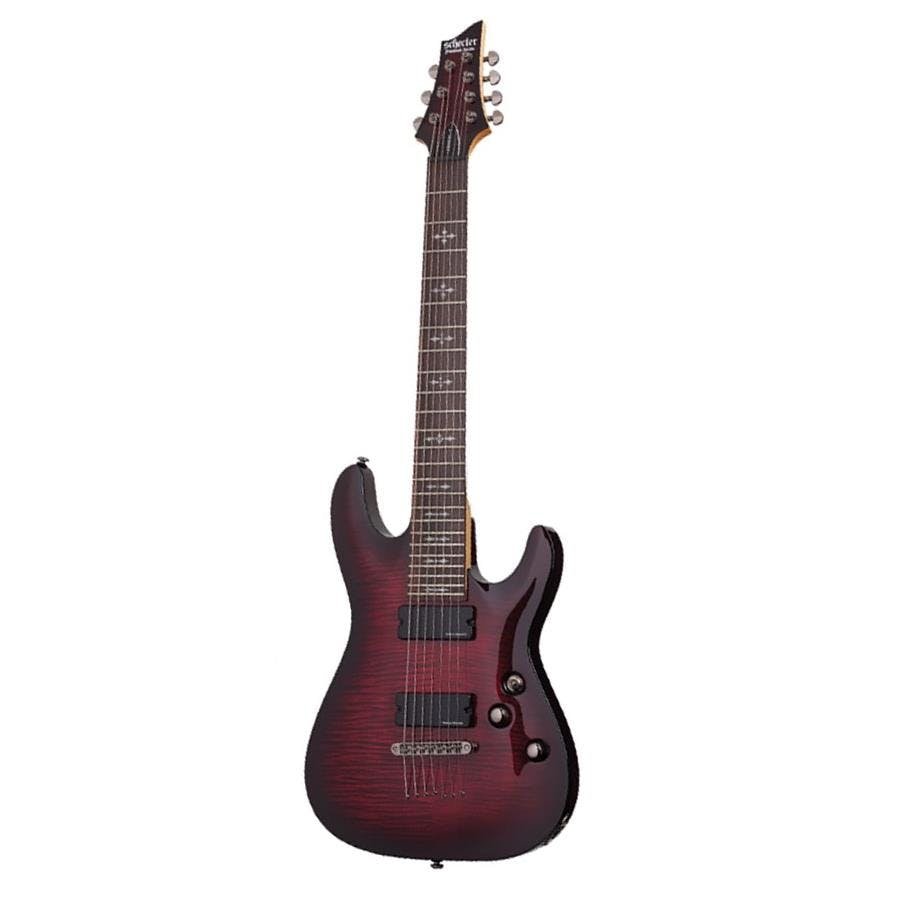 Schecter DEMON-7 Flamed Maple Top in Crimson Red Burst - Andertons