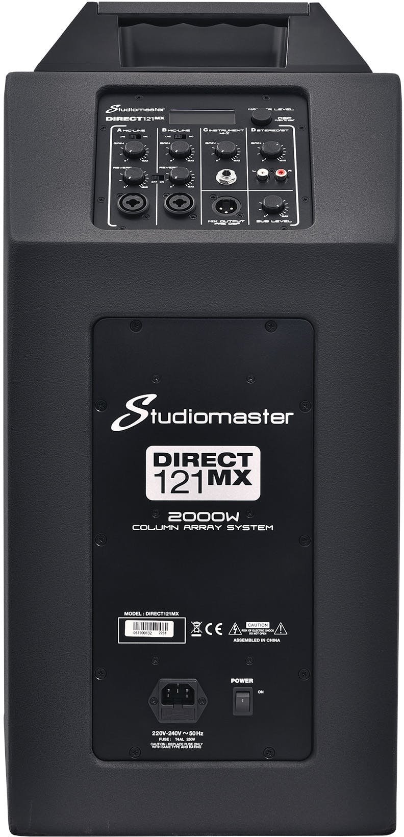 STUDIOMASTER DIRECT 121MX - 12" Sub Active compact array system - DIRECT121MX-Studiomaster_Direct_121MX_Speaker_Array_Rear.jpg
