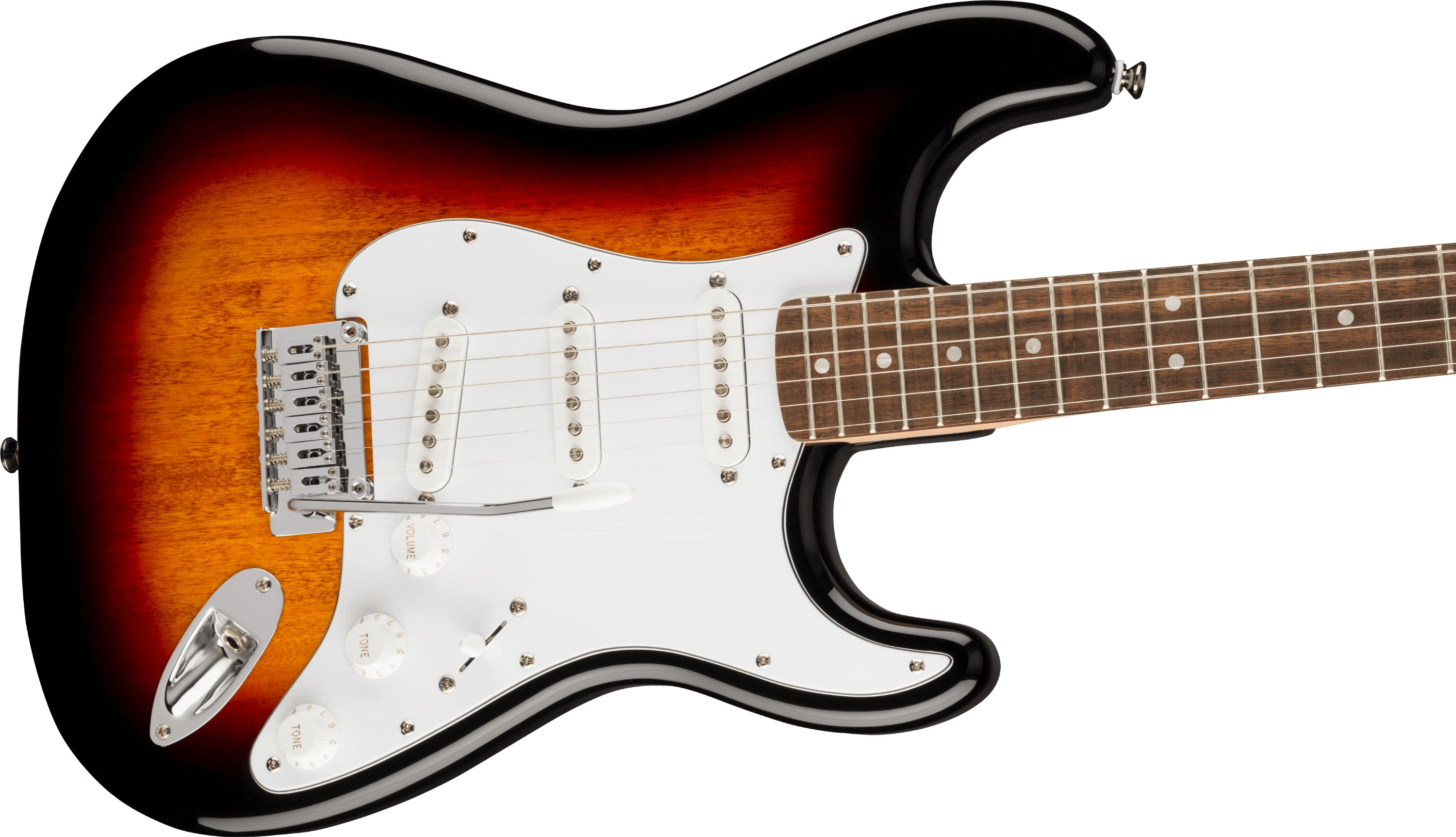 Squier Affinity Stratocaster Electric Guitar in 3-Colour Sunburst - 437409-Squier-Affinity-Stratocaster-3-Colour-Sunburst-Angle.jpg