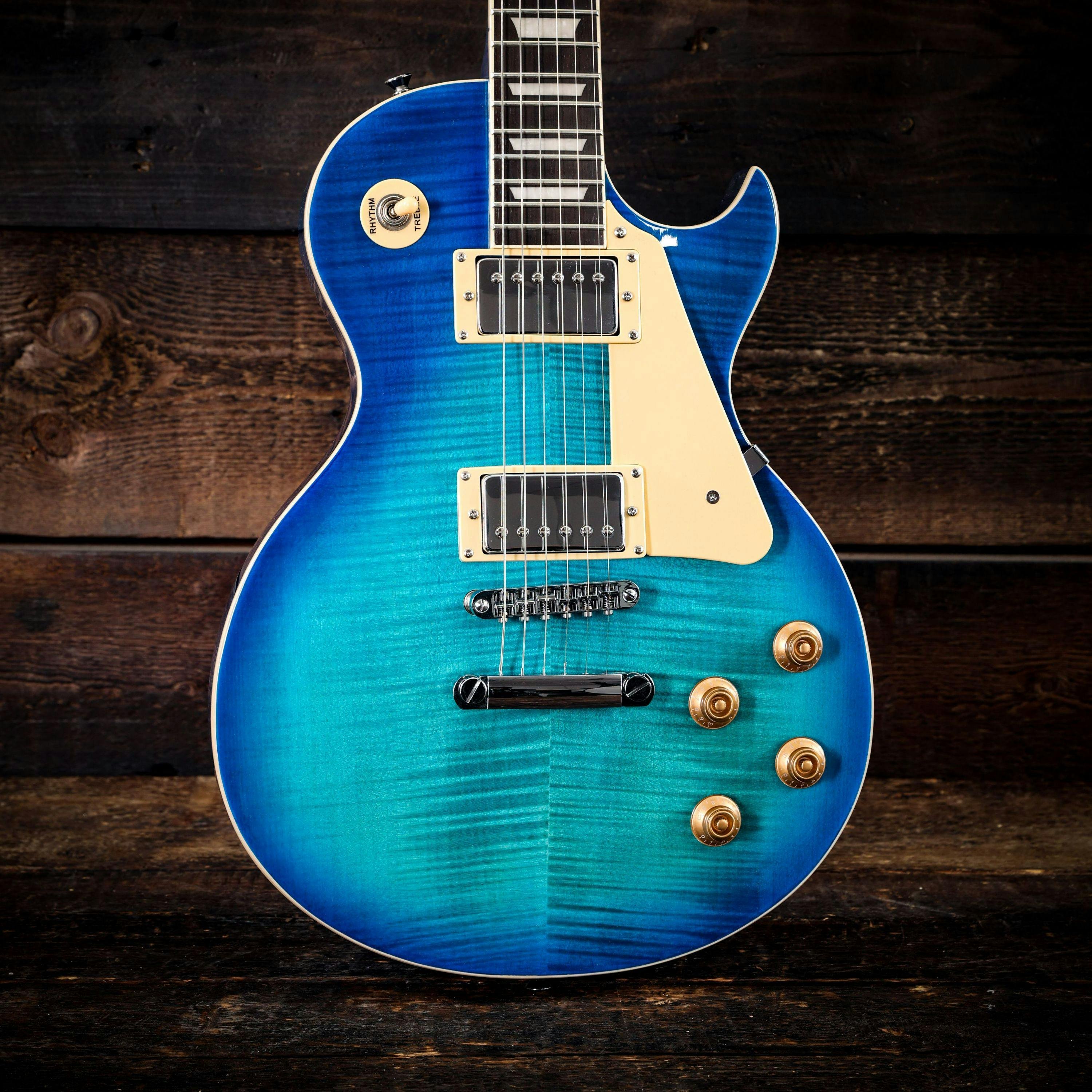 EastCoast L1 Electric Guitar in Blue Burst Rosewood Fretboard - 479483-EastCoast L1 Electric Guitar in Blue Burst wood background.jpg