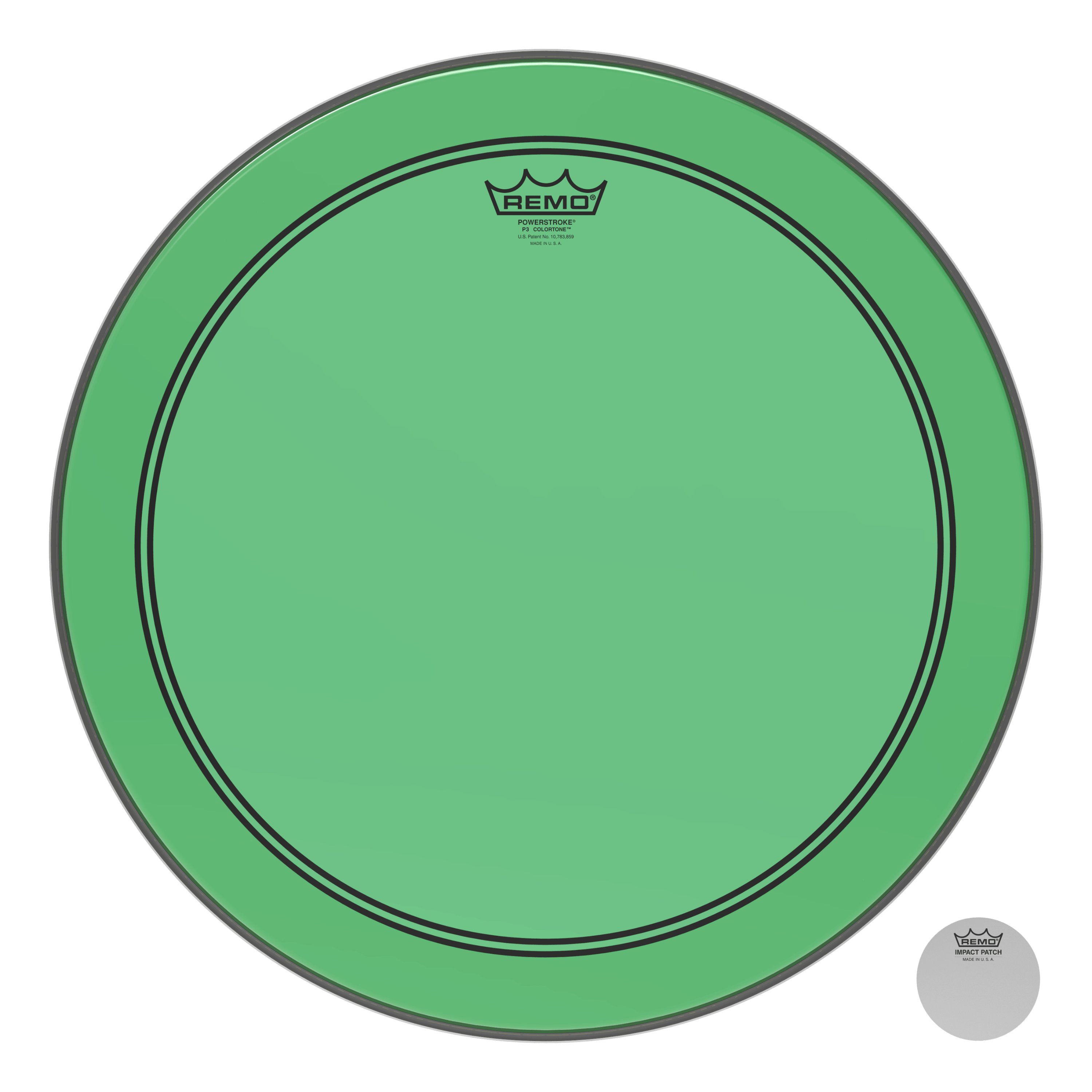 Remo Powerstroke 3 Colortone Bass Drum Head - Green - 18" - 449184-P3-1318-CT-GN.jpg