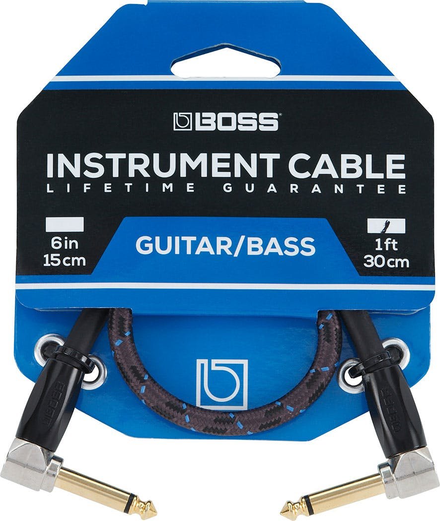 Boss BIC-1AA 1ft/30cm Instrument Cable, Angled/Angled - 387426-Boss-BIC-1AA-2 .jpg