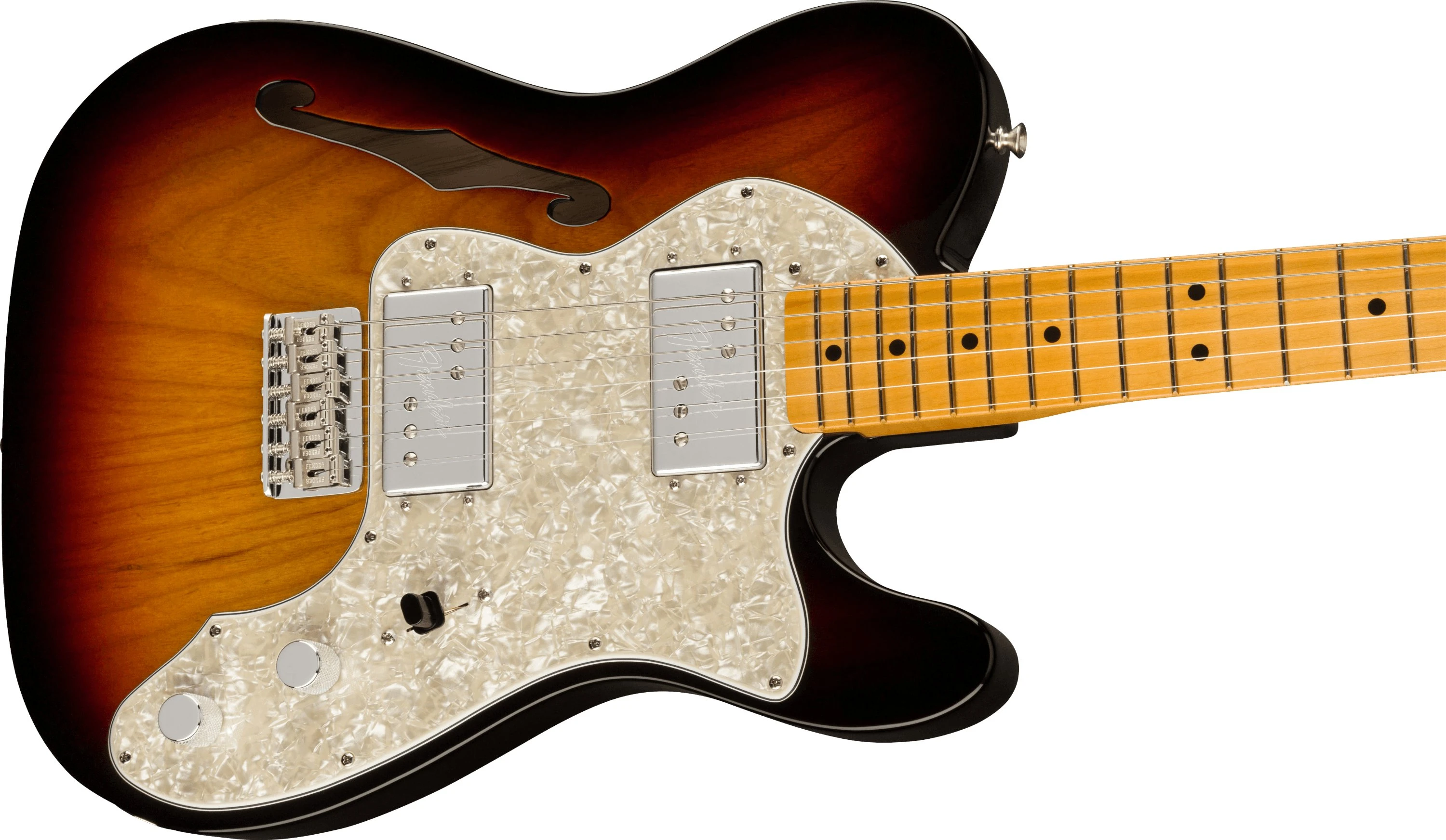 Fender American Vintage II 1972 Telecaster Thinline Electric Guitar in 3-Colour Sunburst - 542521-Fender-American-Vintage-II-1972-Telecaster-Thinline-Sunburst-Angle.jpg