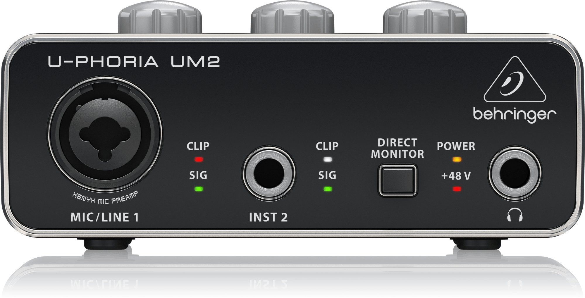 Behringer U-Phoria UM2 Audiophile 2x2 USB Audio Interface with XENYX Mic Preamplifier - 433286-UM2_P0AVV_Front_XL.jpg