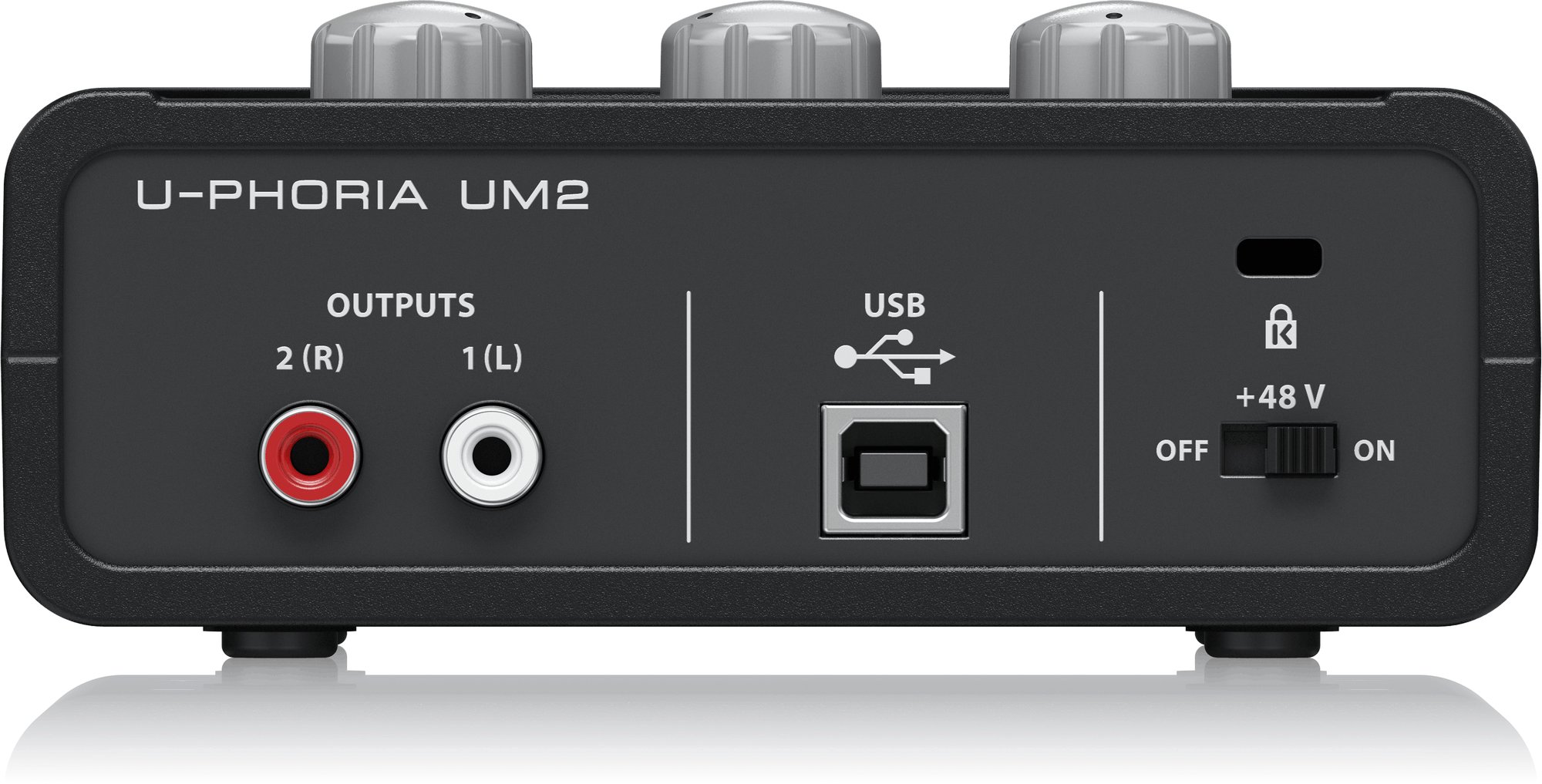 Behringer U-Phoria UM2 Audiophile 2x2 USB Audio Interface with XENYX Mic Preamplifier - 433287-UM2_P0AVV_Rear_XL.jpg