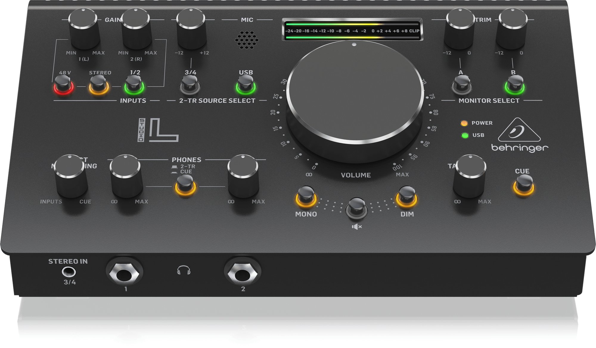 Behringer STUDIO L - Premium Studio Control & Communication Center with USB Audio Interface - 470473-STUDIO-L_P0E87_Top-Front_XL.jpg