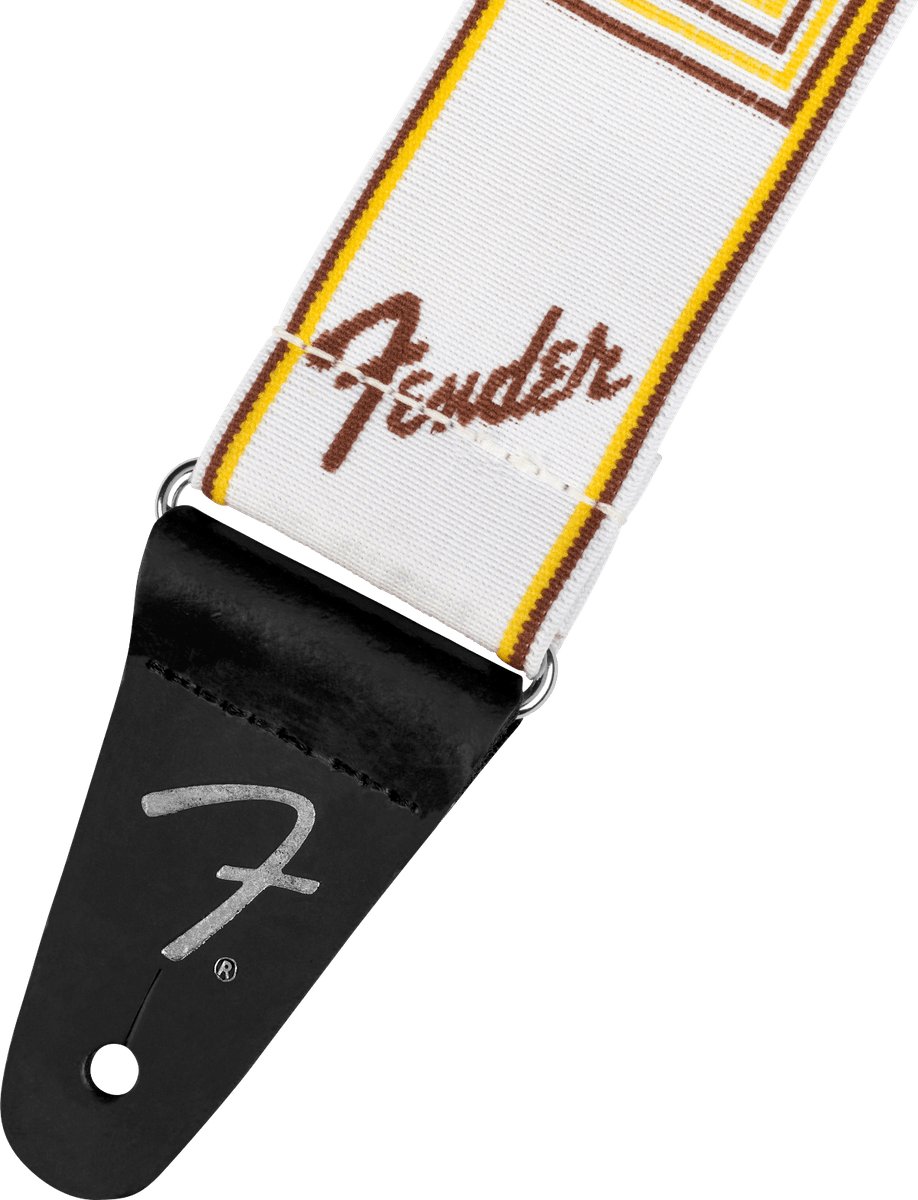Fender Weighless 2 inch Monogrammed Strap, White/Brown/Yellow - 390006-1587556277251.jpg