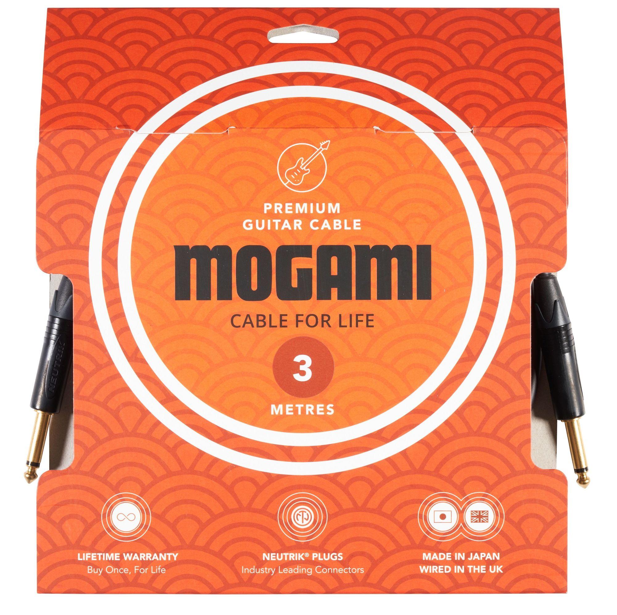 Mogami 2524 Guitar Lead 3m Cable Terminated with Neutrik Black and Gold 1/4″ Jacks - J2-25240-J2-3 Front.jpg