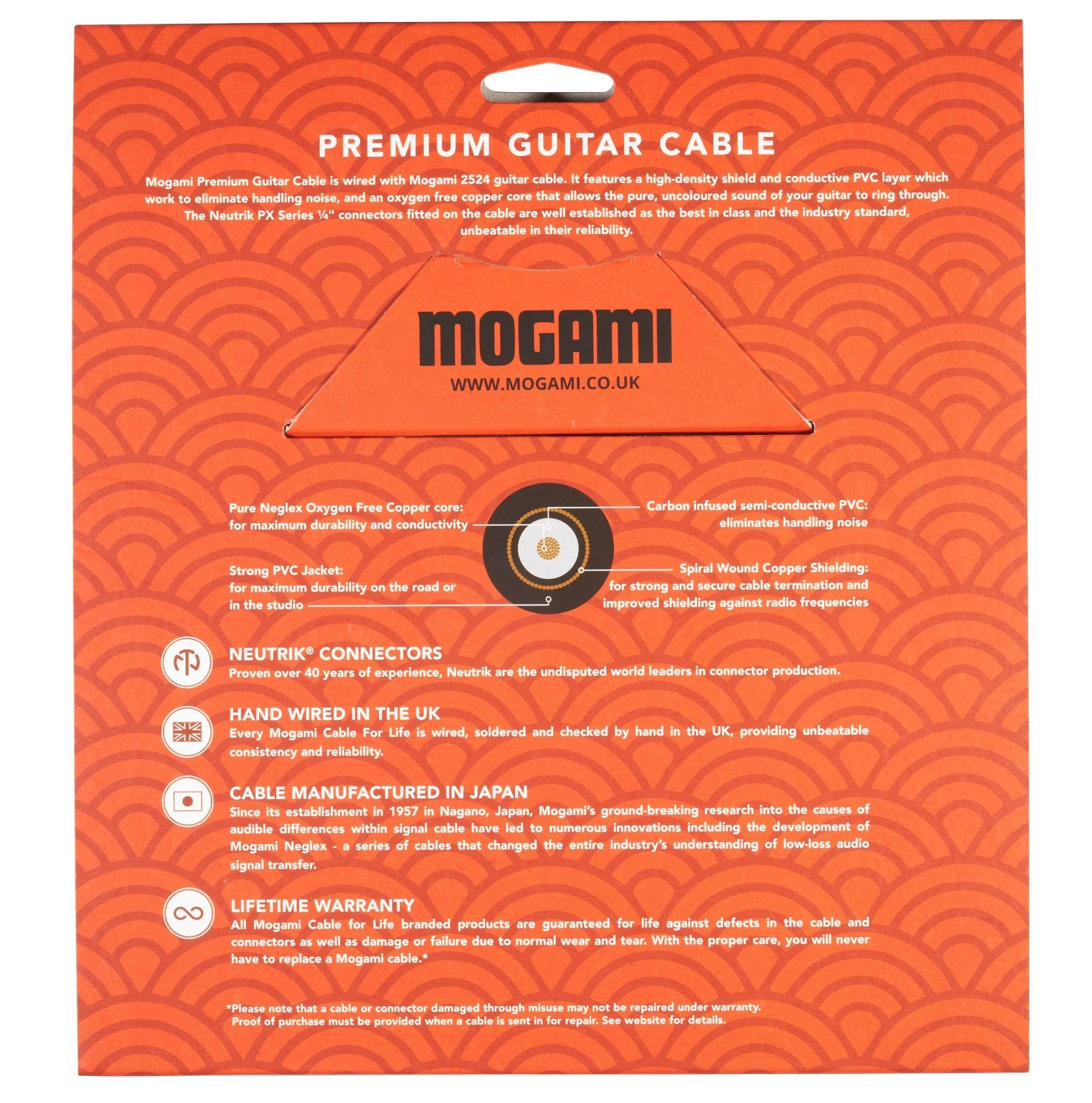 Mogami 2524 Guitar Lead 3m Cable Terminated with Neutrik Black and Gold 1/4″ Jacks - Premium Guitar Back (2).jpg