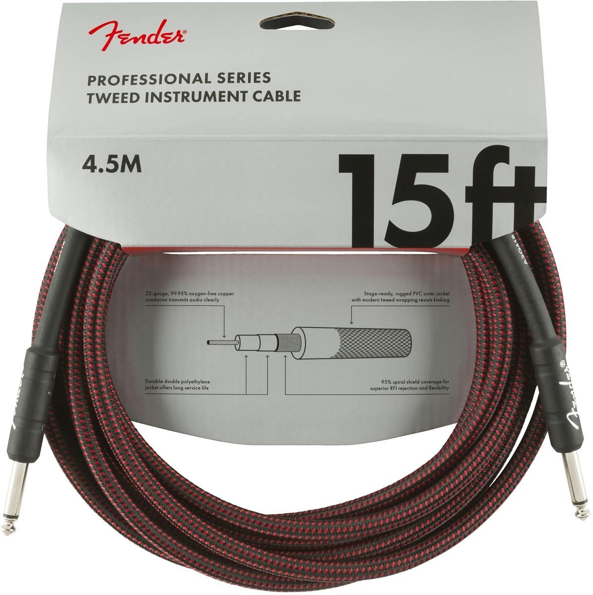 Fender Professional Series Instrument Cable 15' in Red Tweed - 319965-1548779043430.jpg
