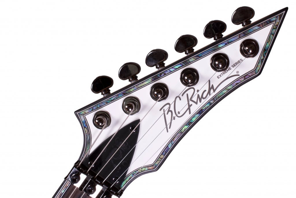 BC Rich Extreme Series Ironbird Electric Guitar with Floyd Rose in Matte White - 514321-BC-Rich-Extreme-Series-Ironbird-Floyd-Rose-Matte-White-Headstock.jpg