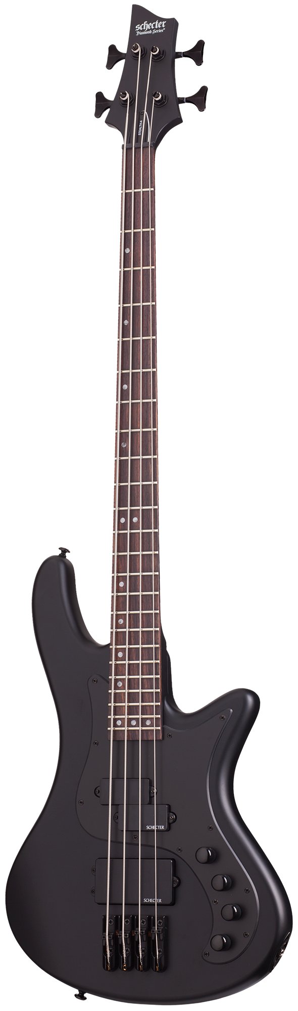 Schecter Stiletto Stealth-4 Bass Guitar in Satin Black - STILETTO STEALTH 4 SBK TILT.jpg