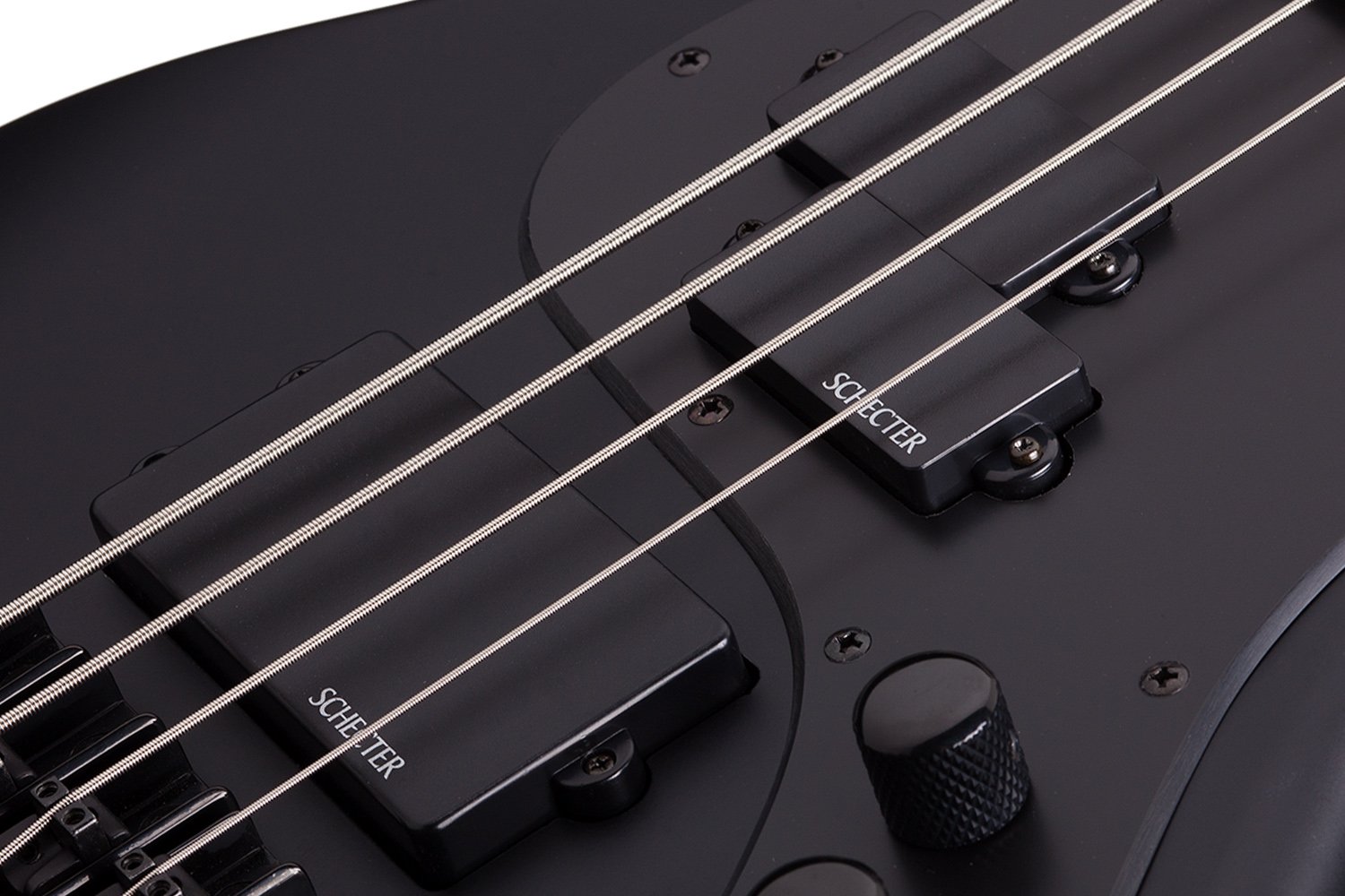 Schecter Stiletto Stealth-4 Bass Guitar in Satin Black - STILETTO STEALTH 4 SBK PICKUPS.jpg
