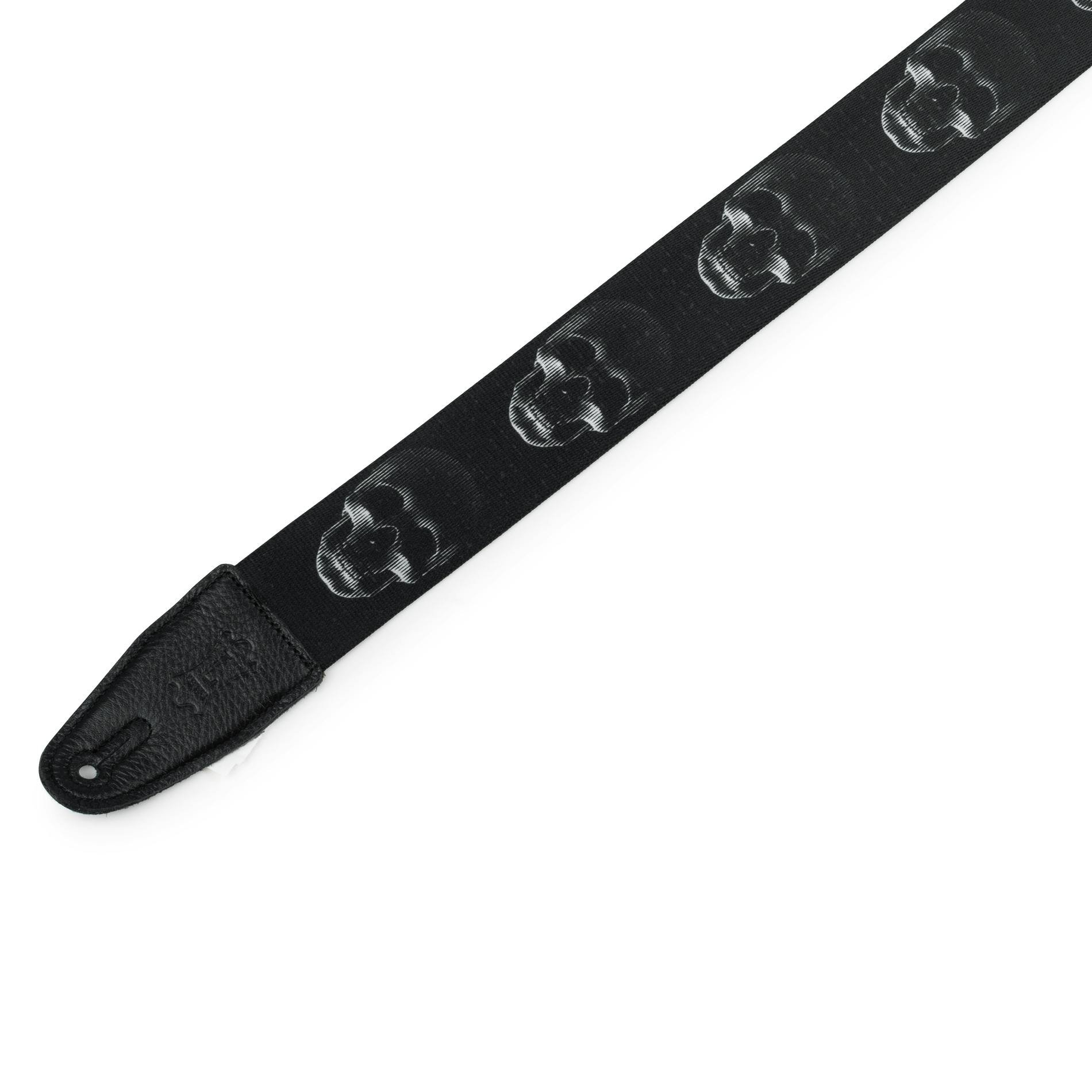 Levy Prints Polyester Guitar Strap in Black White Skull - 444340-1621512970876.jpg